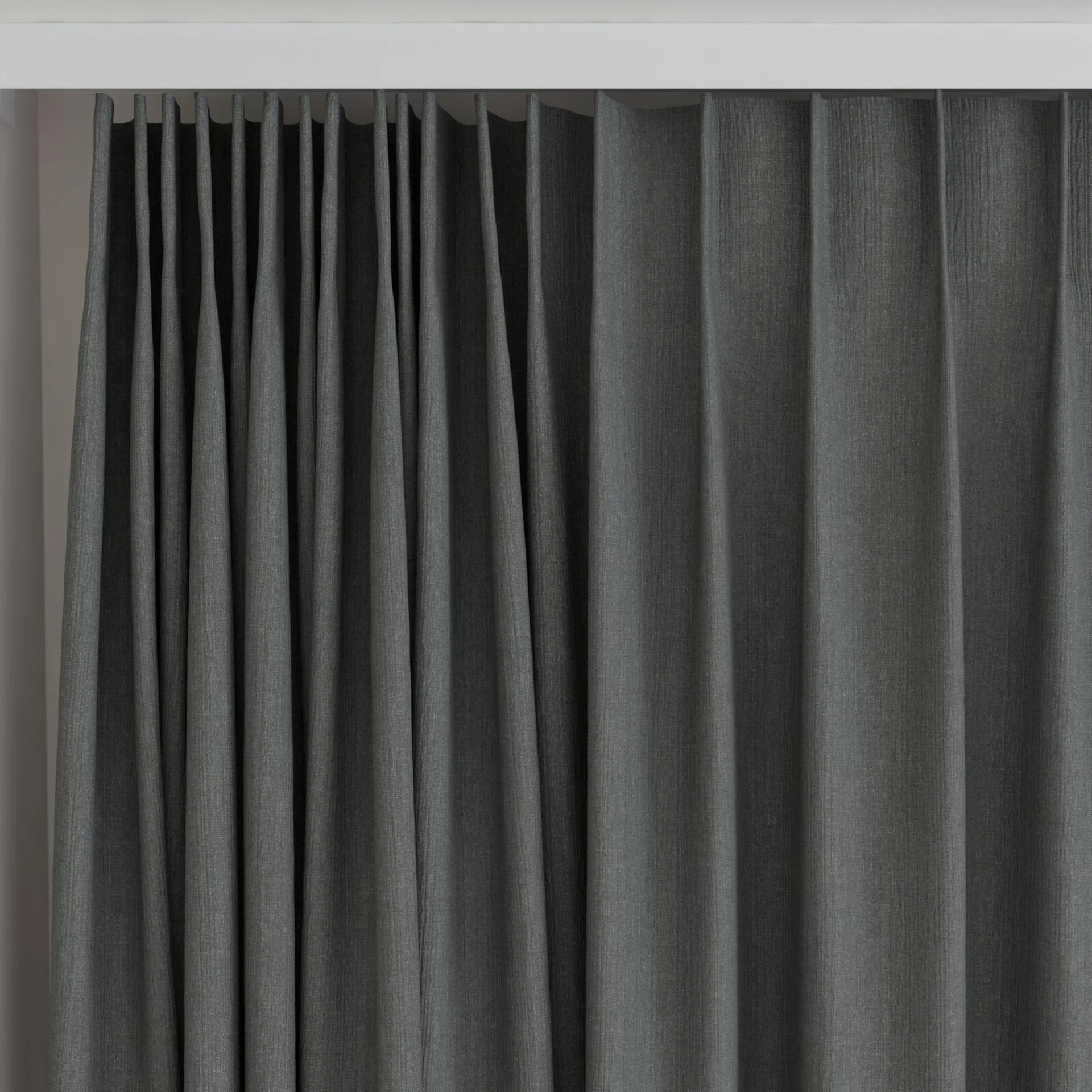 Top view of Northstar Charcoal, on curtain rail