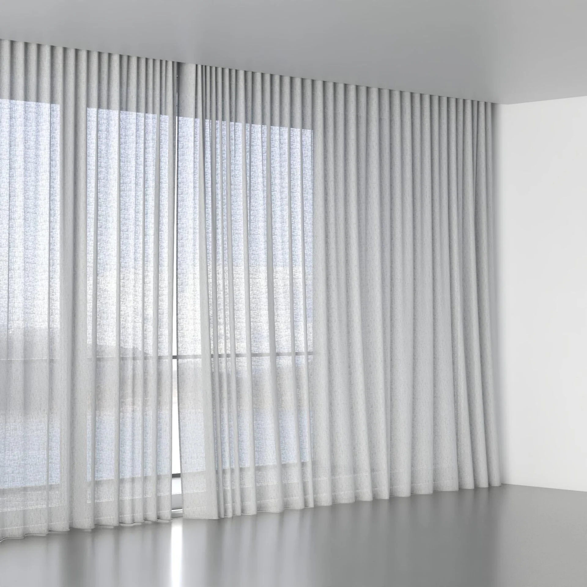 Full view of Shoji Dove Grey, wave pleat