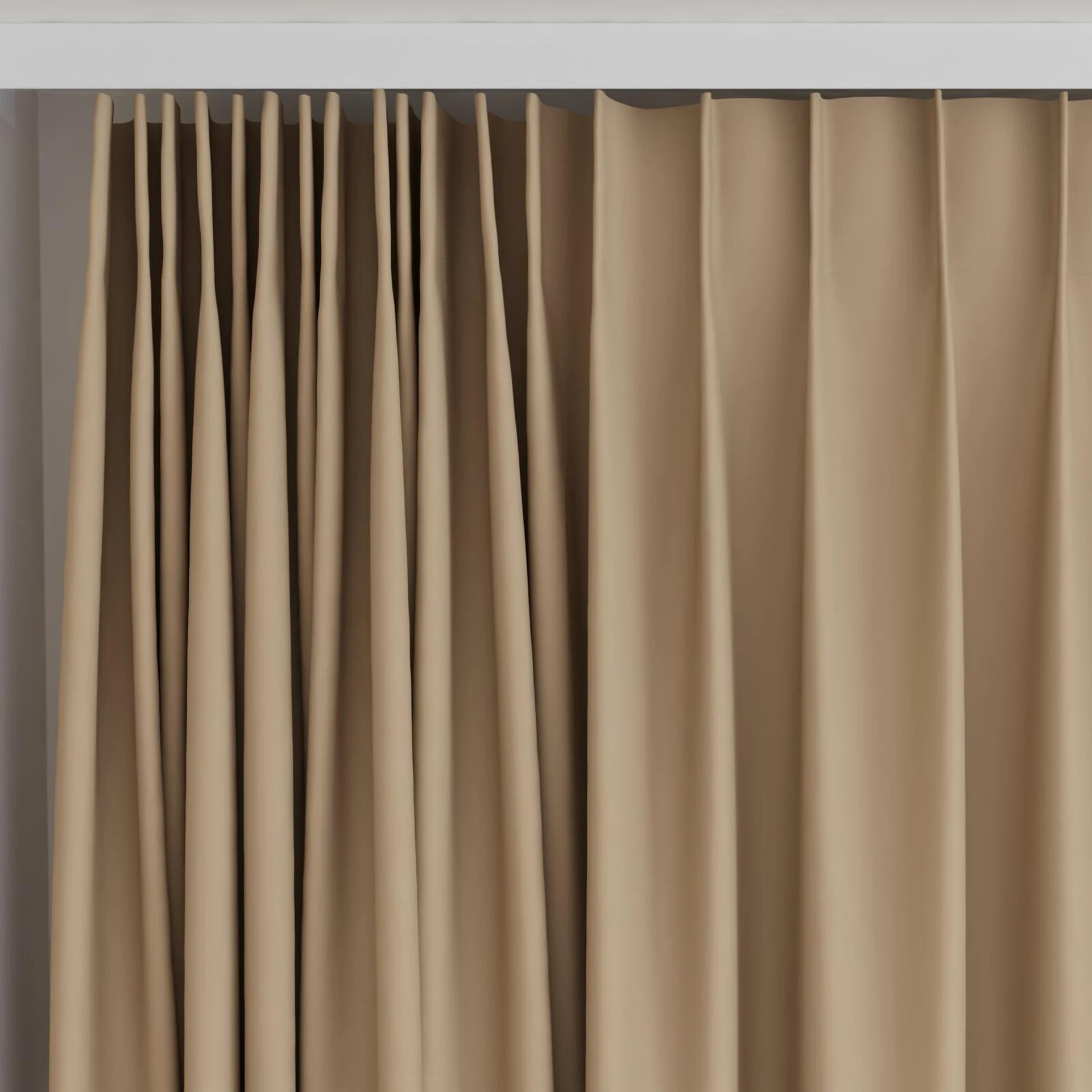 Top view of Vesta Walnut, on curtain rail