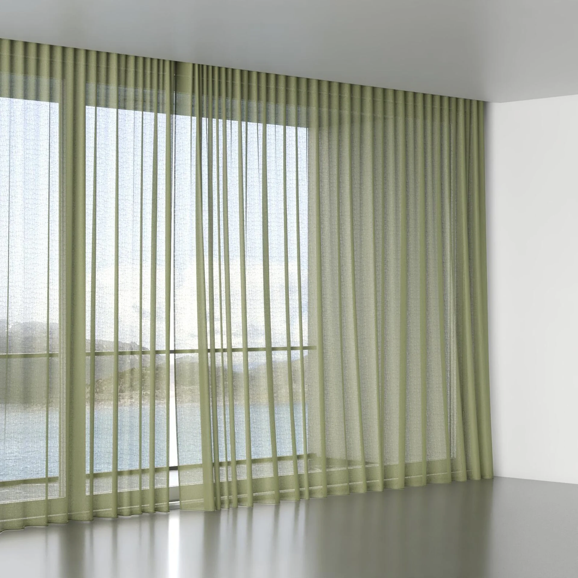 Full view of Kanso Stonewash Green Tea, wave pleat