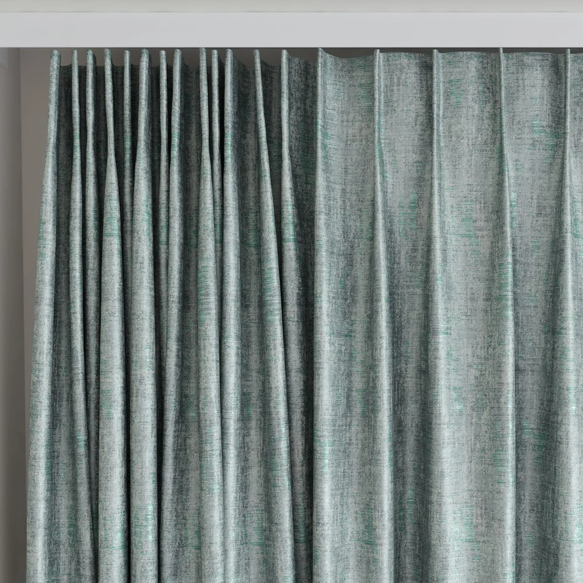 Top view of Nominee Emerald, on curtain rail