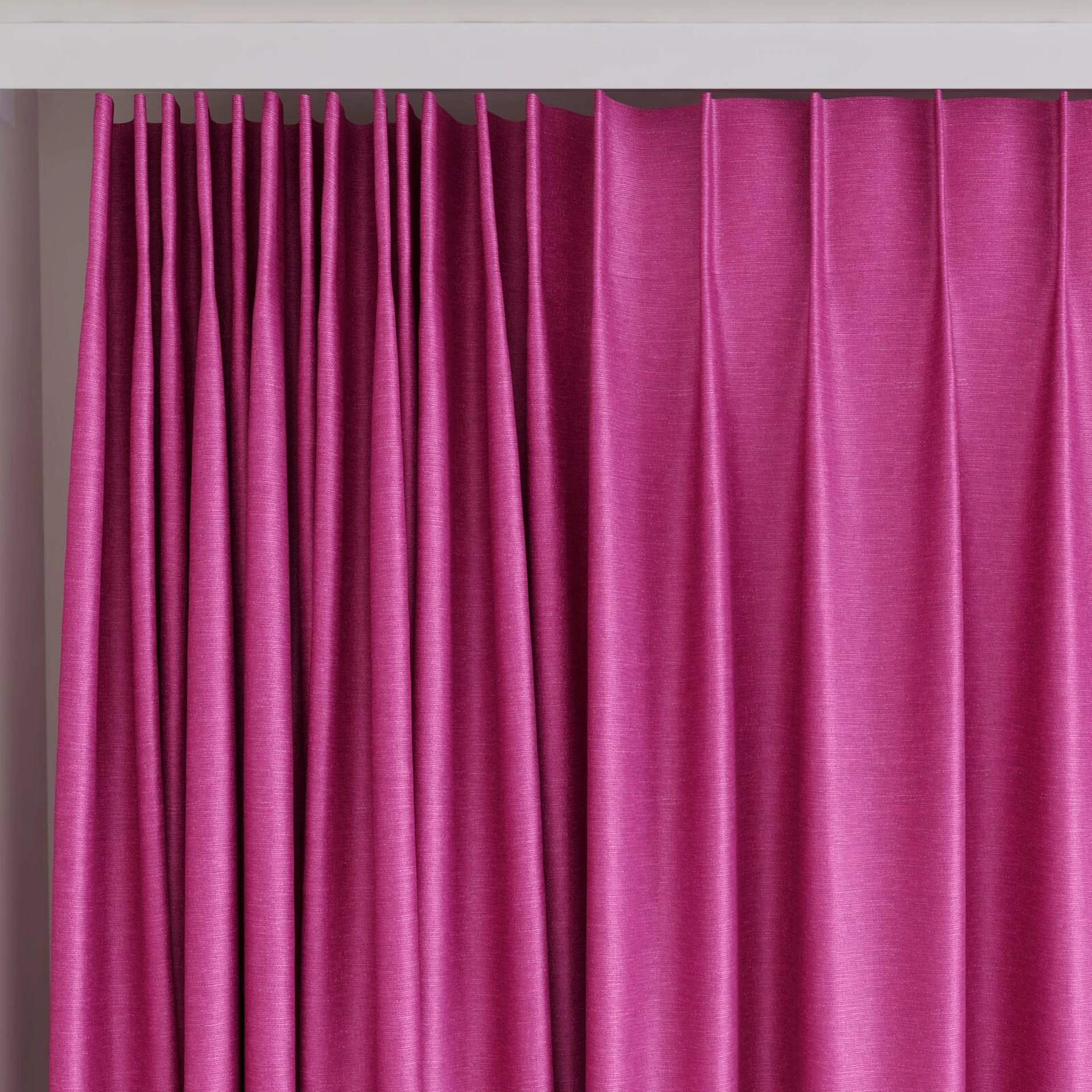 Top view of Provence Magenta, on curtain rail