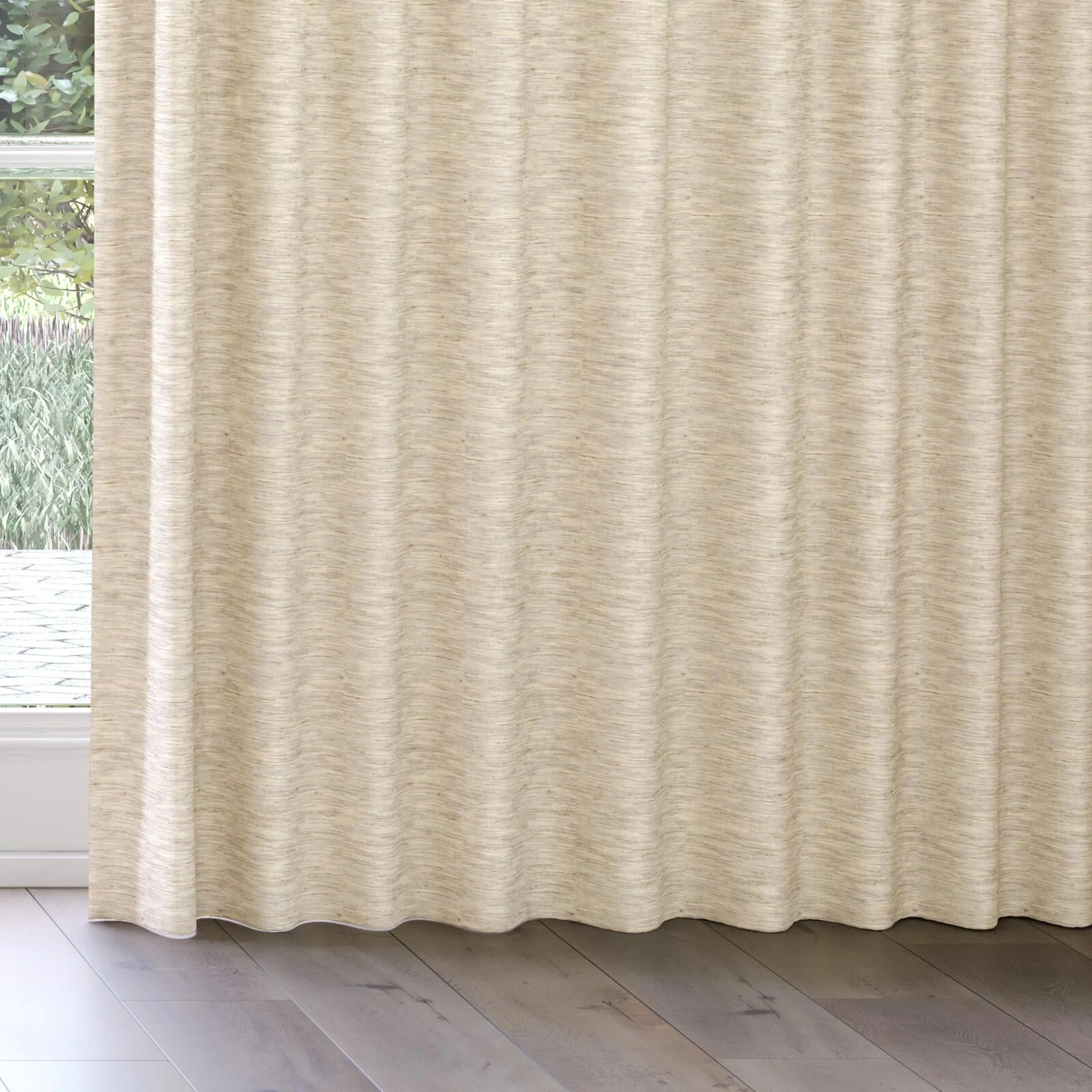 Bottom view of Venus Angora, on curtain rail