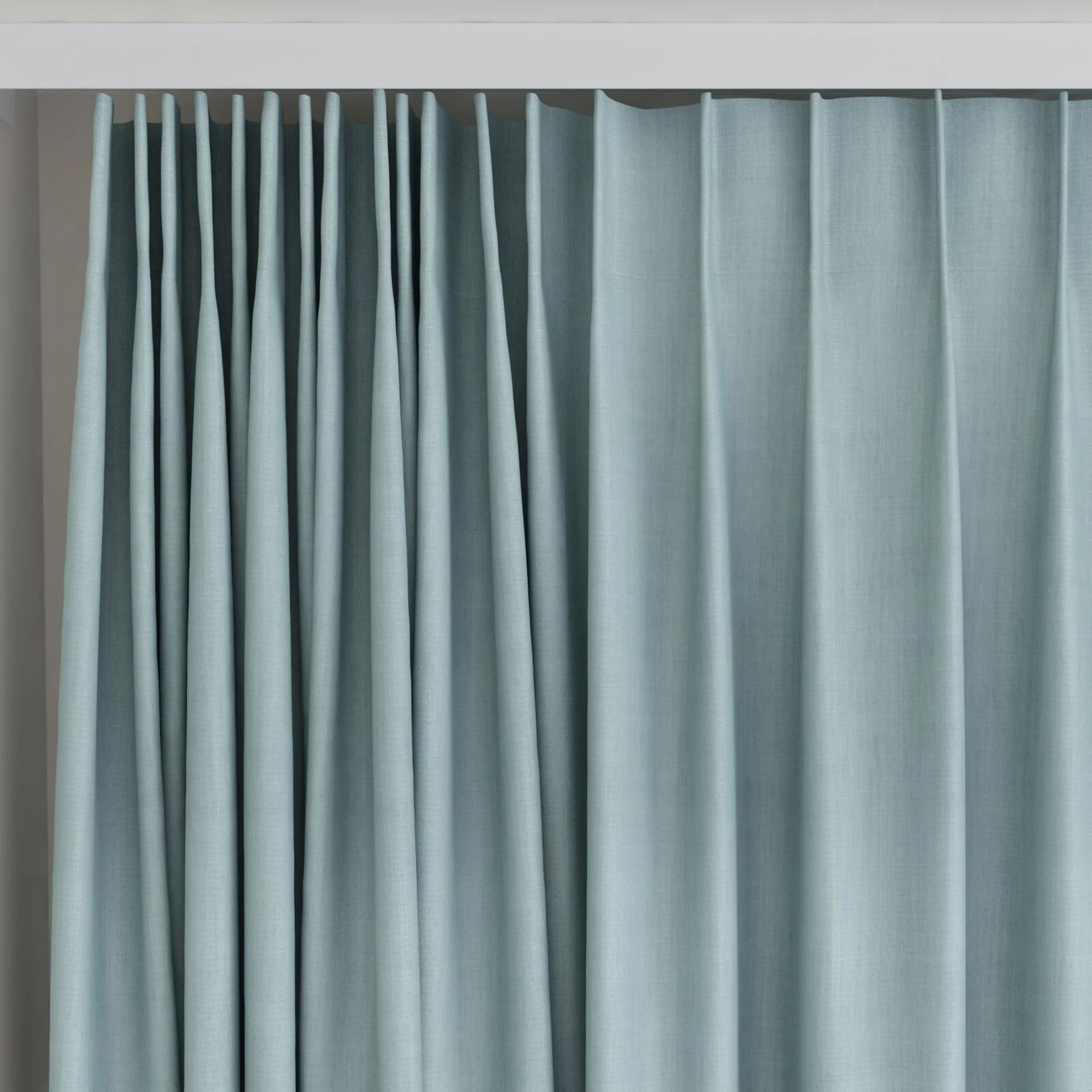 Top view of Lexicon Seafoam, on curtain rail