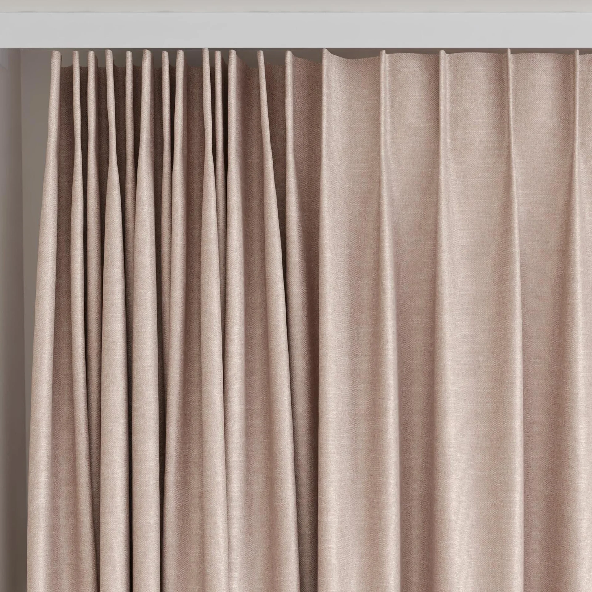Top view of Banksia Blush, on curtain rail