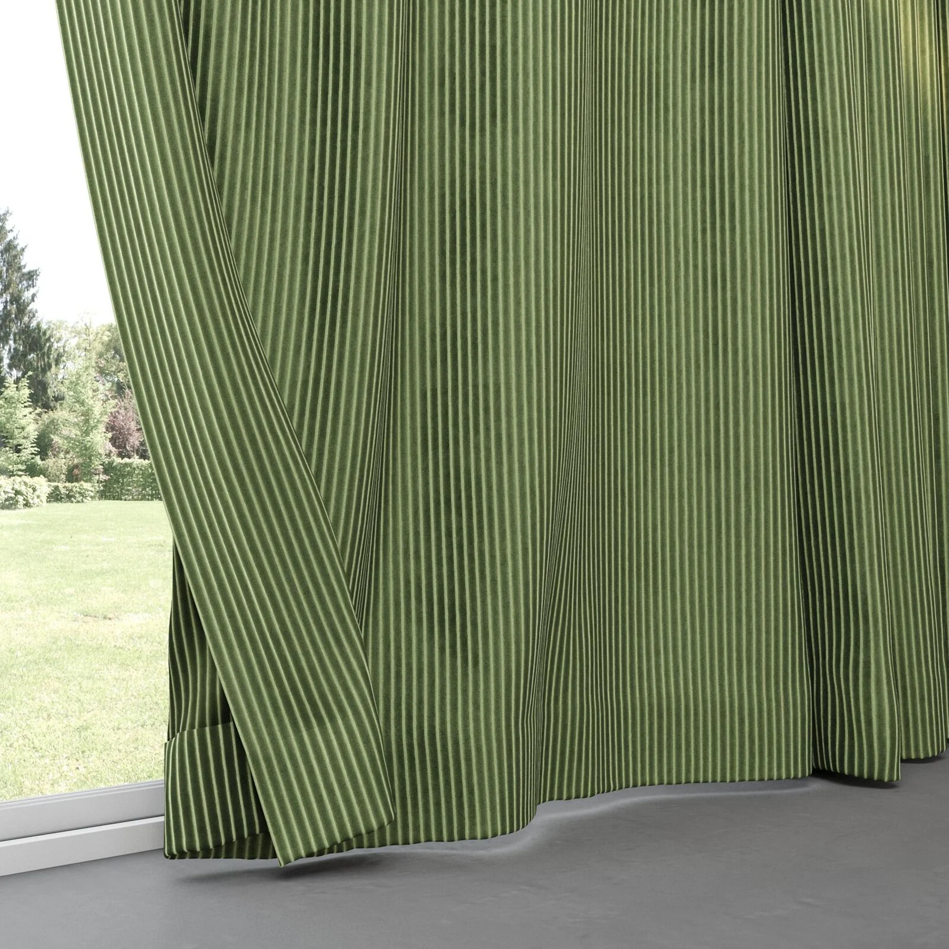 Bottom view of Embrace Wasabi, pinch pleat