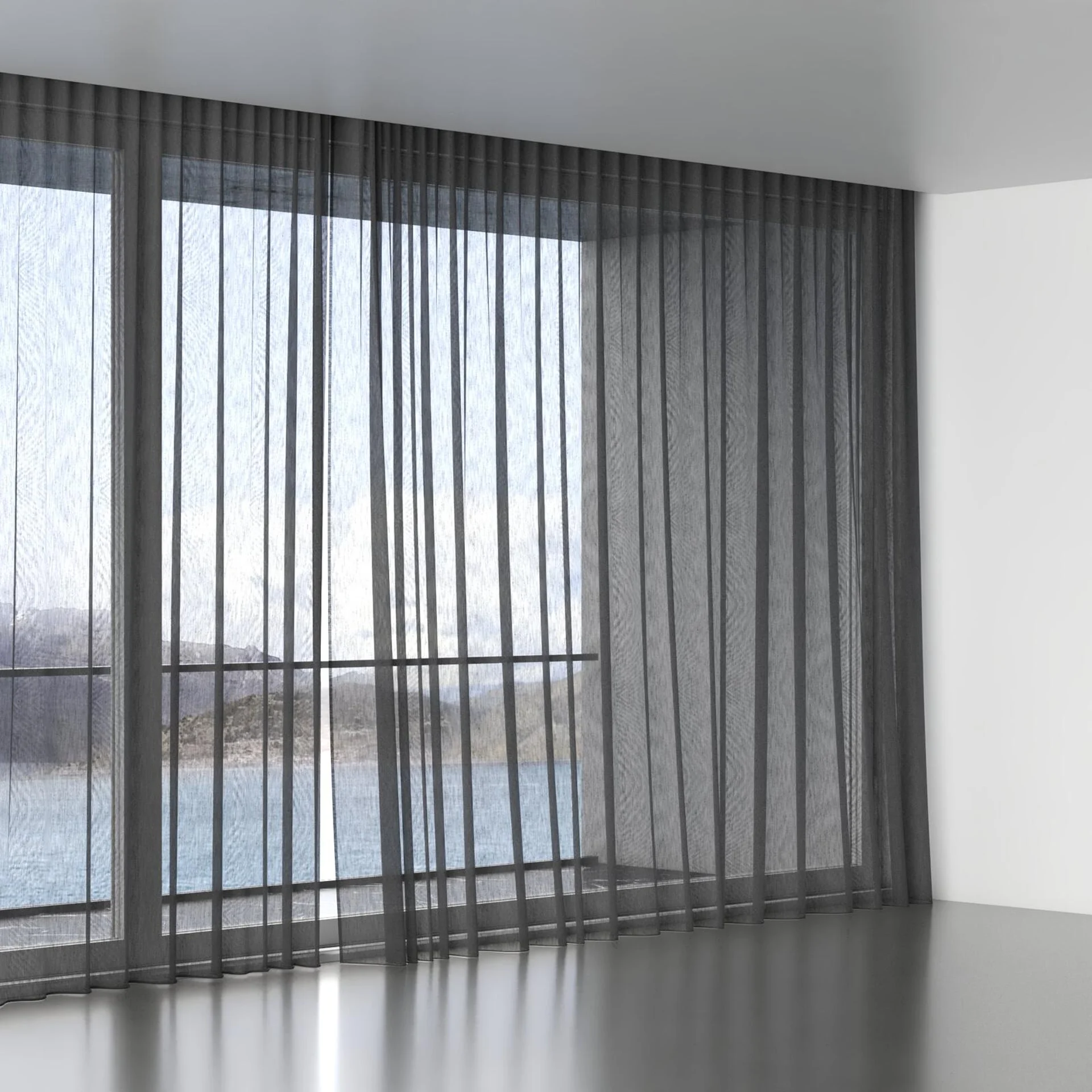 Full view of Stratus Charcoal, wave pleat