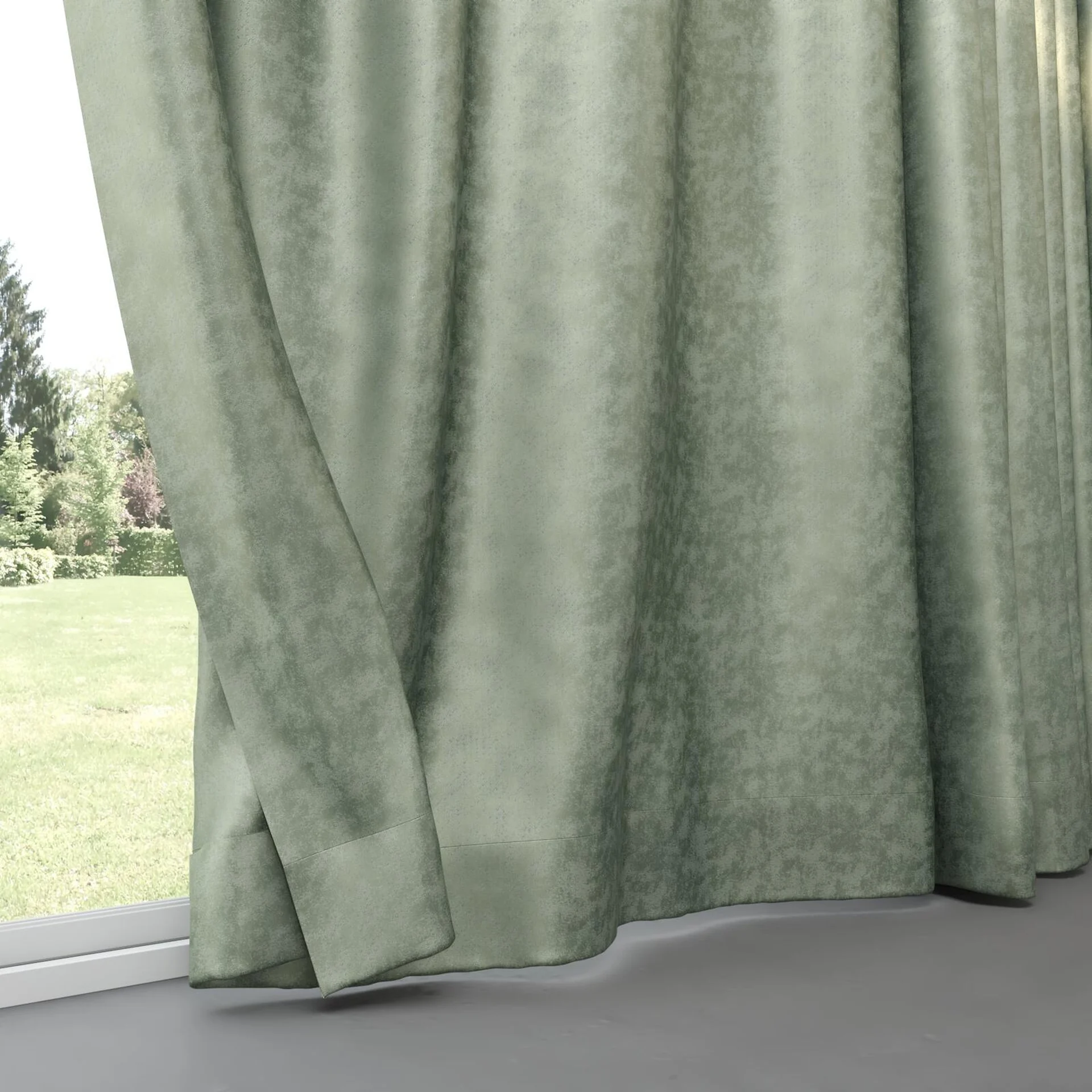 Bottom view of Fizz Laurel, pinch pleat