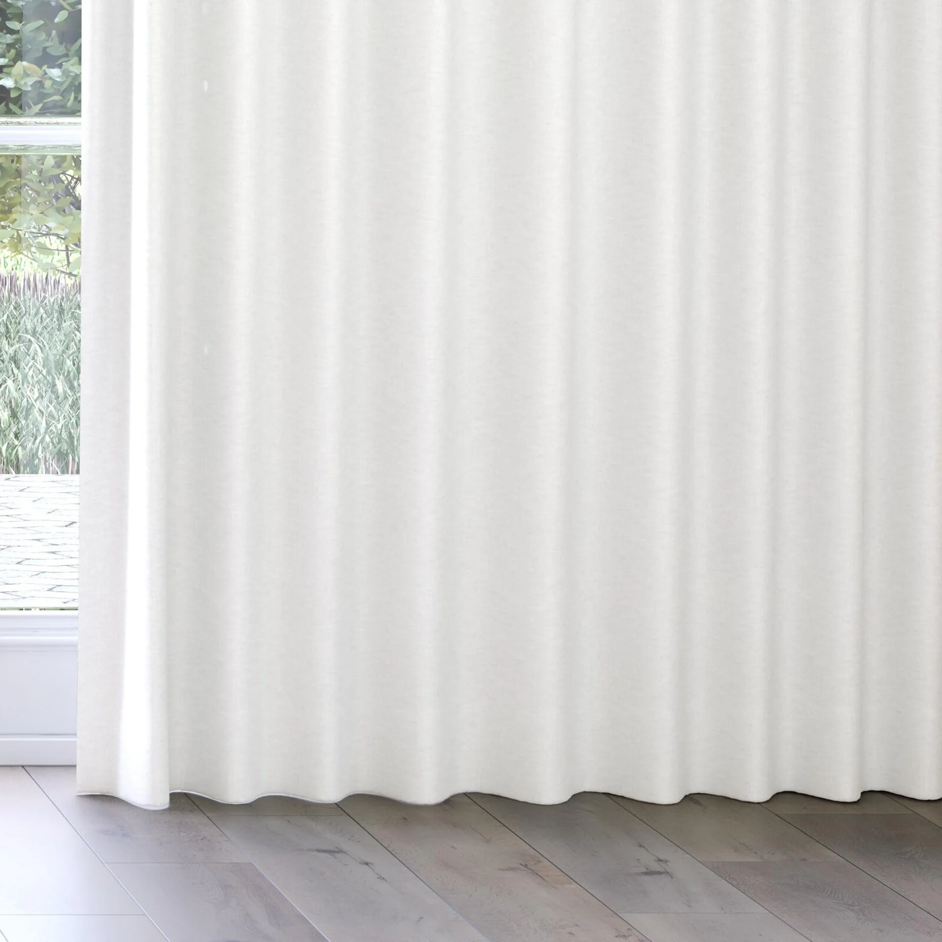 Bottom view of Casual Angora, on curtain rail