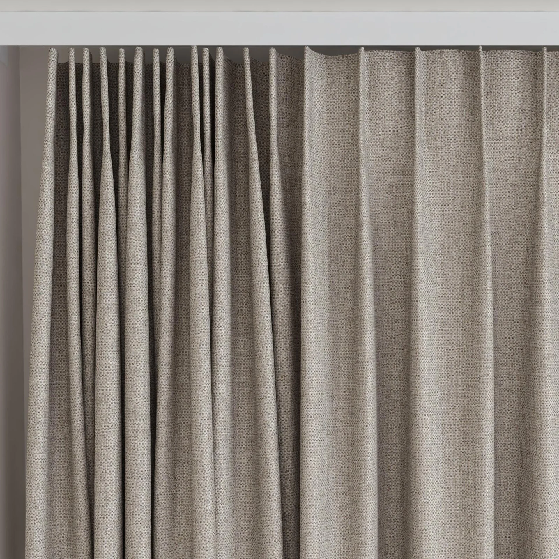 Top view of Latin Aluminium, on curtain rail