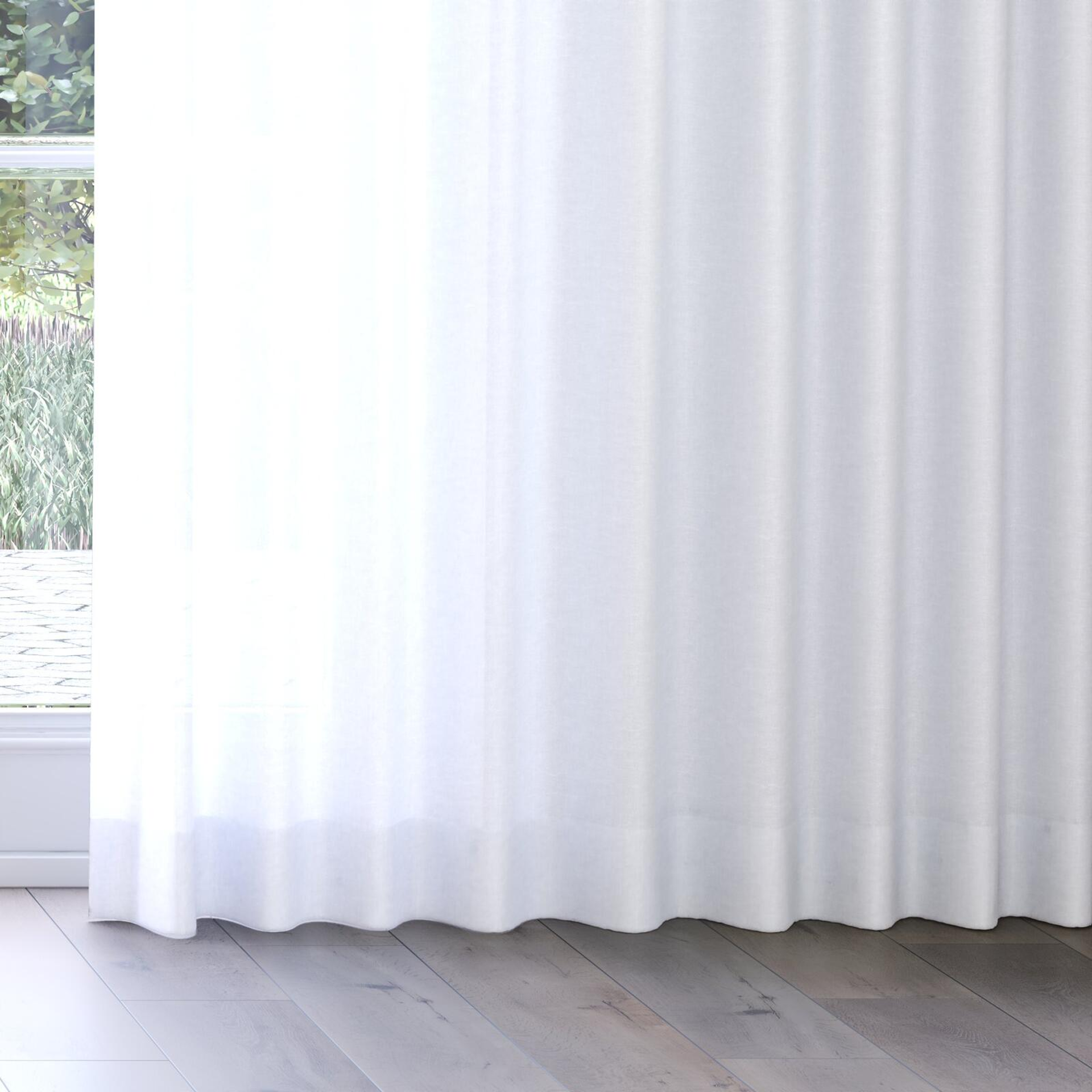 Bottom view of Arcadia Silver, on curtain rail