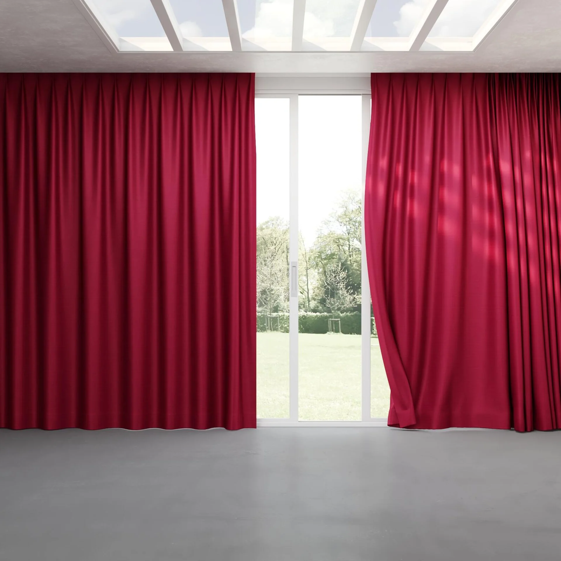 Full view of Silky Peony, pinch pleat