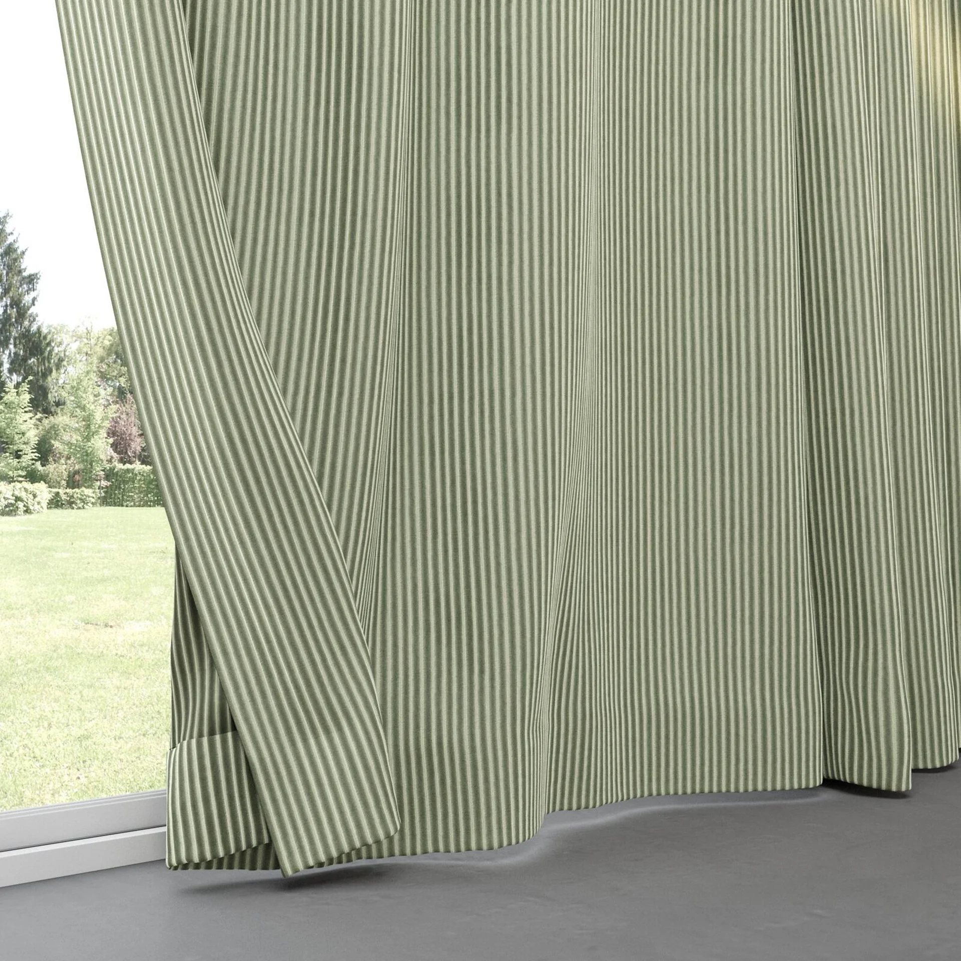 Bottom view of Embrace Linden, pinch pleat
