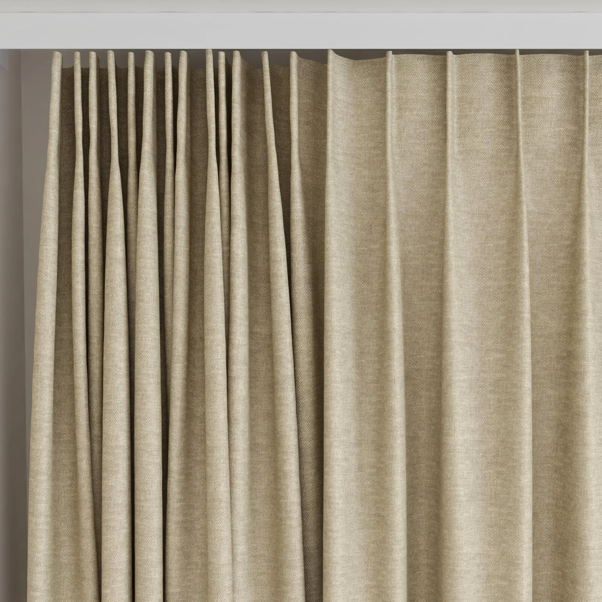 Top view of Colourwash Caramel, on curtain rail
