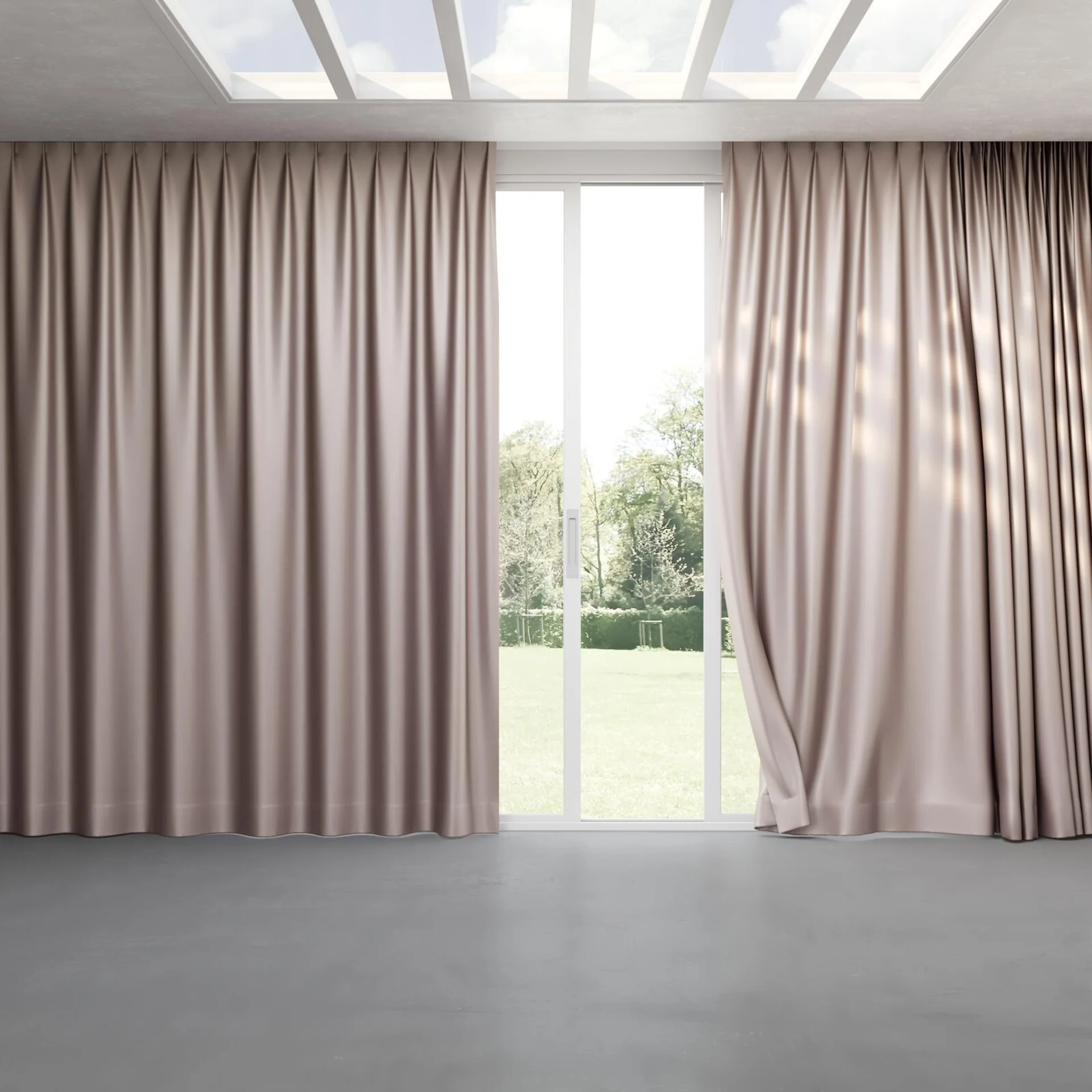 Full view of Moonbeam Lilac, pinch pleat