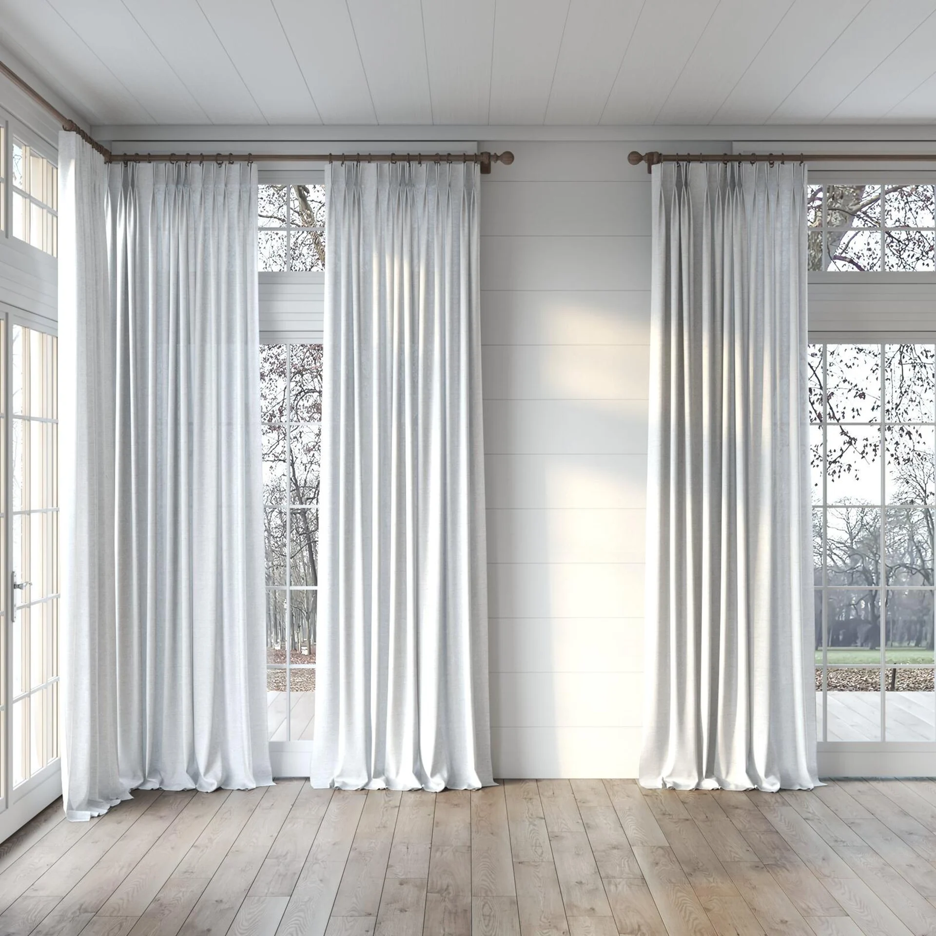 Full view of Envoy 2 Cloud 320cm, puddled, on curtain rod
