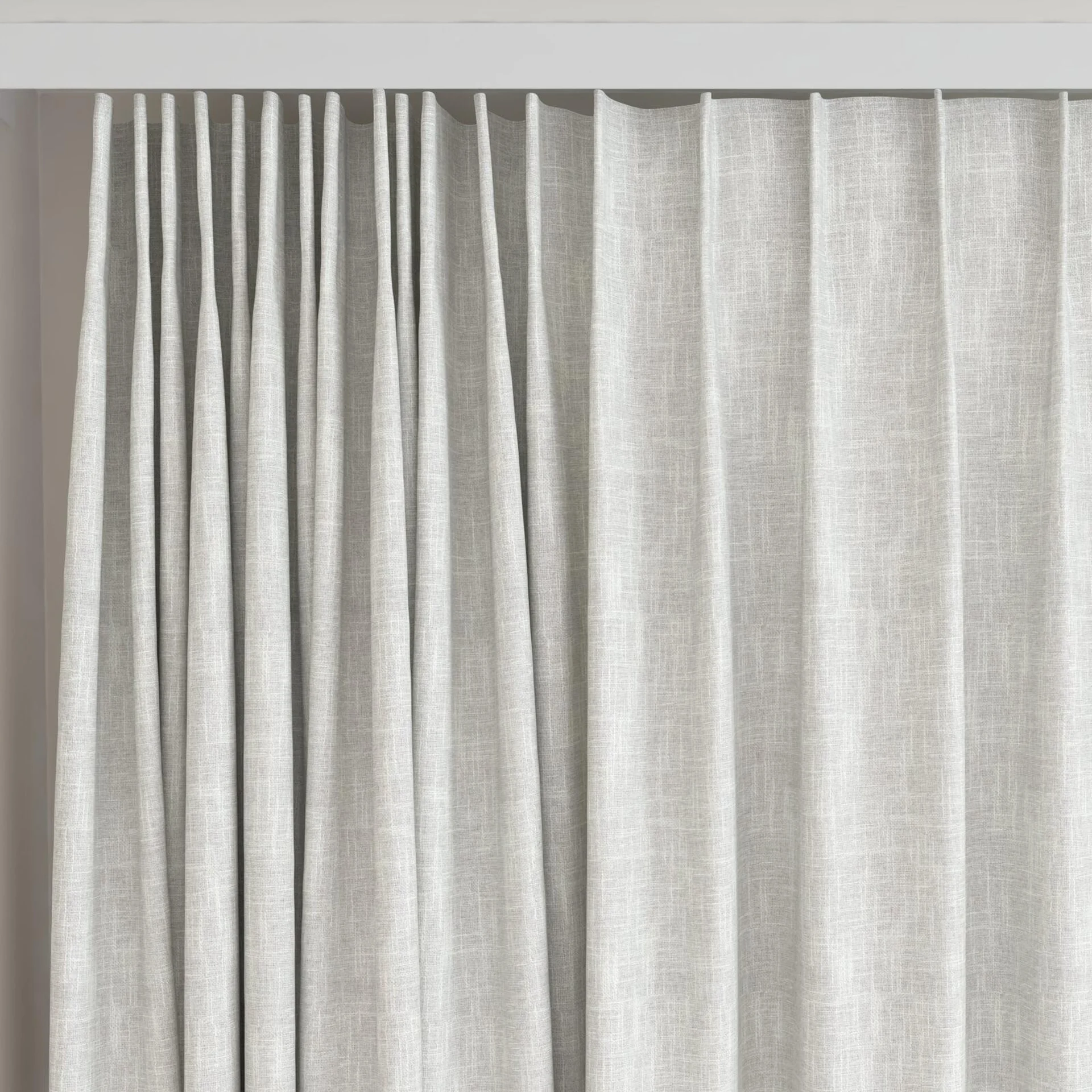 Top view of Retreat II Ash, on curtain rail
