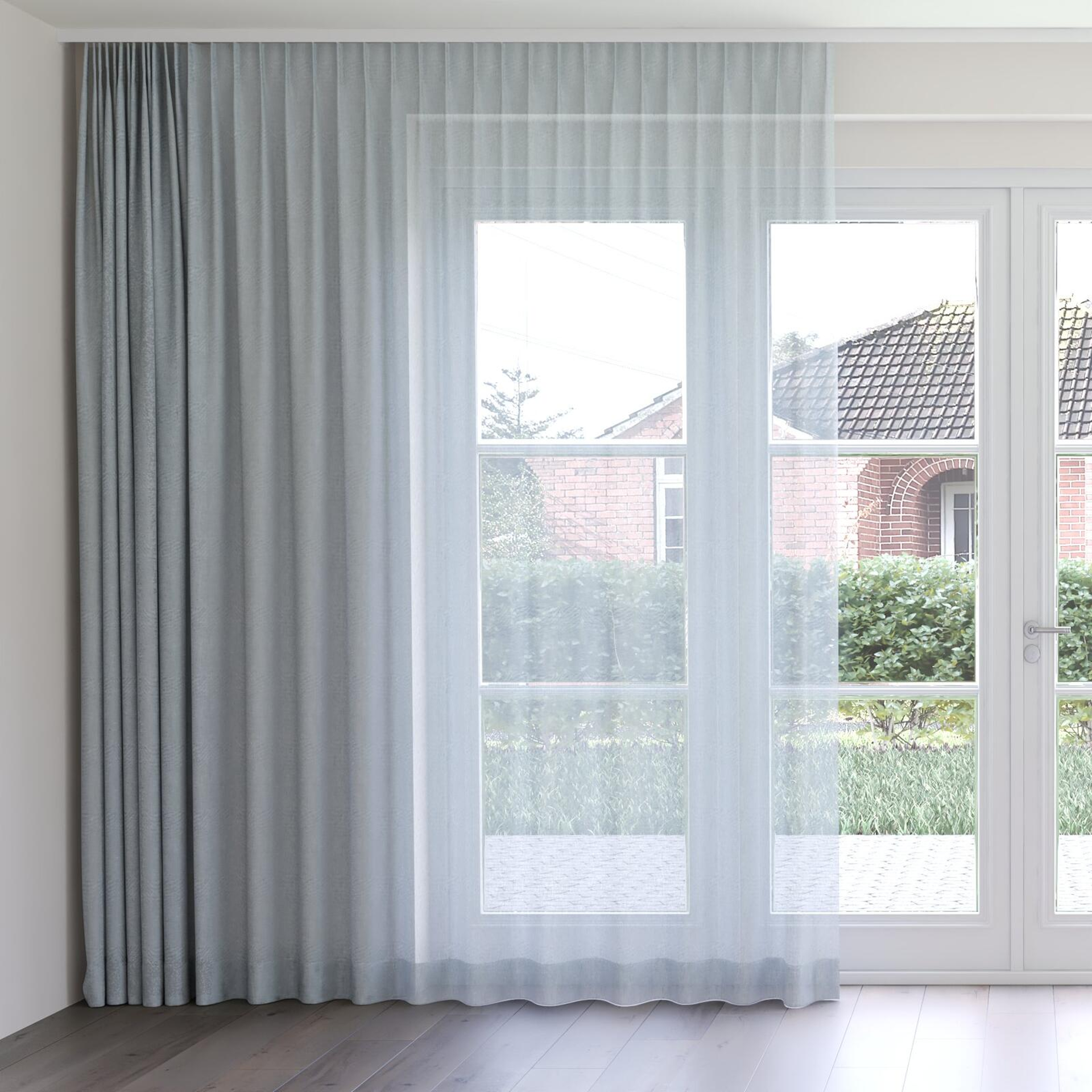 Front view of Gesso Lino Coast, on curtain rail