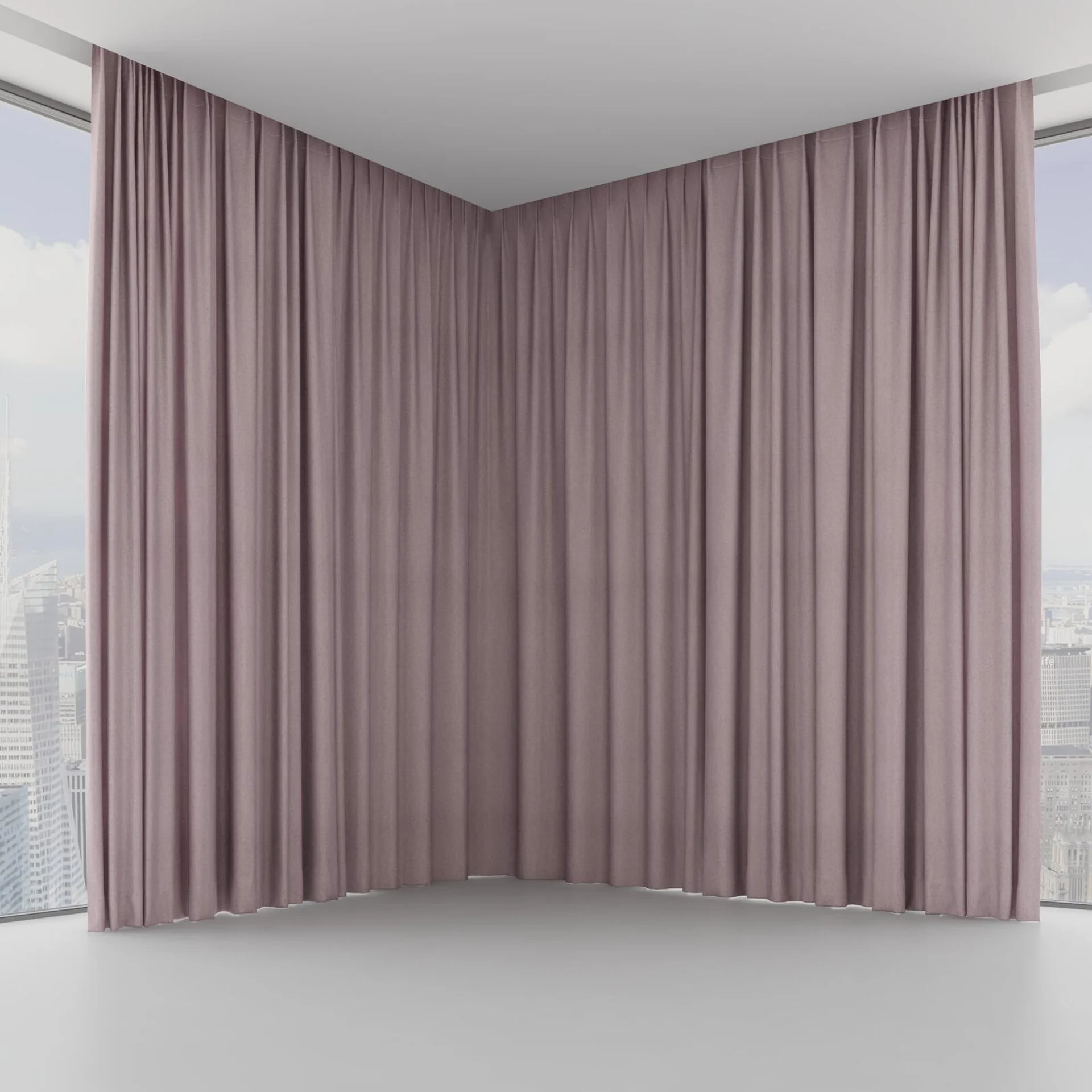 Front view of Liberate Mauve, on hidden rail