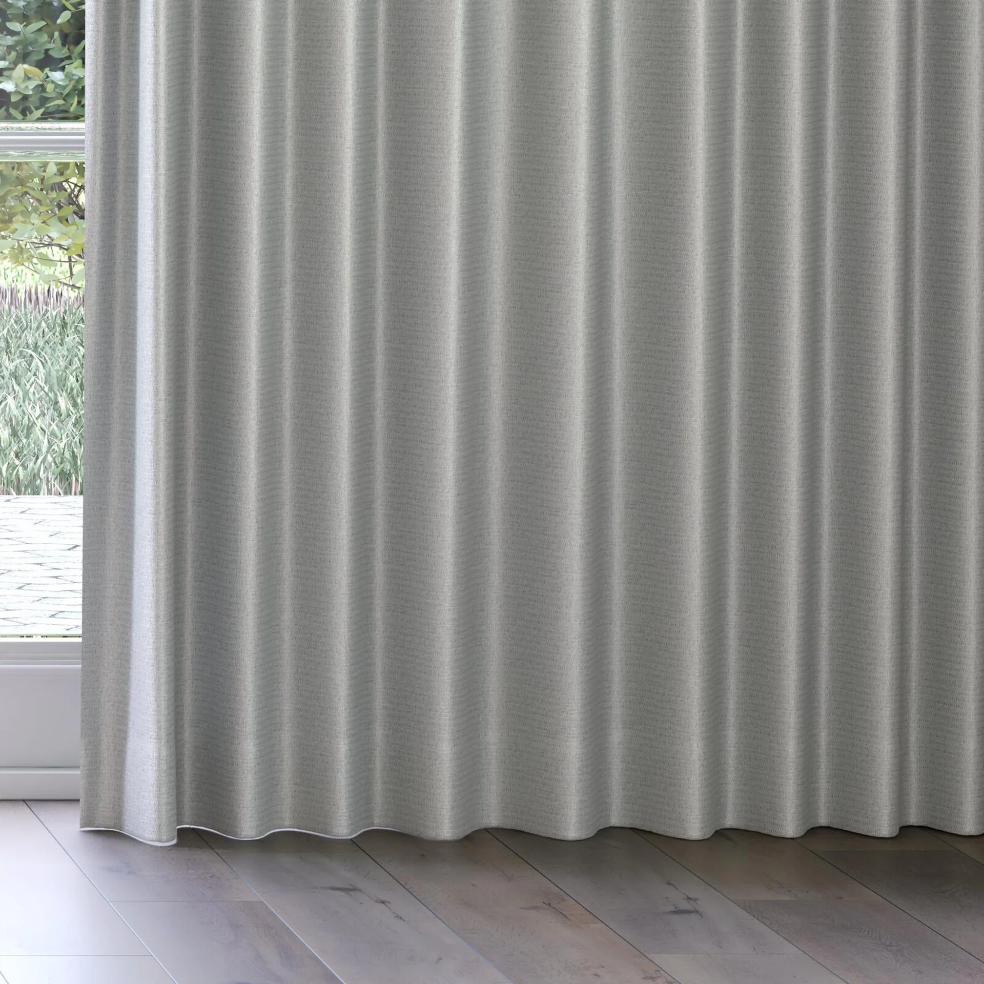 Bottom view of Kennedy II Blackout Stone, on curtain rail
