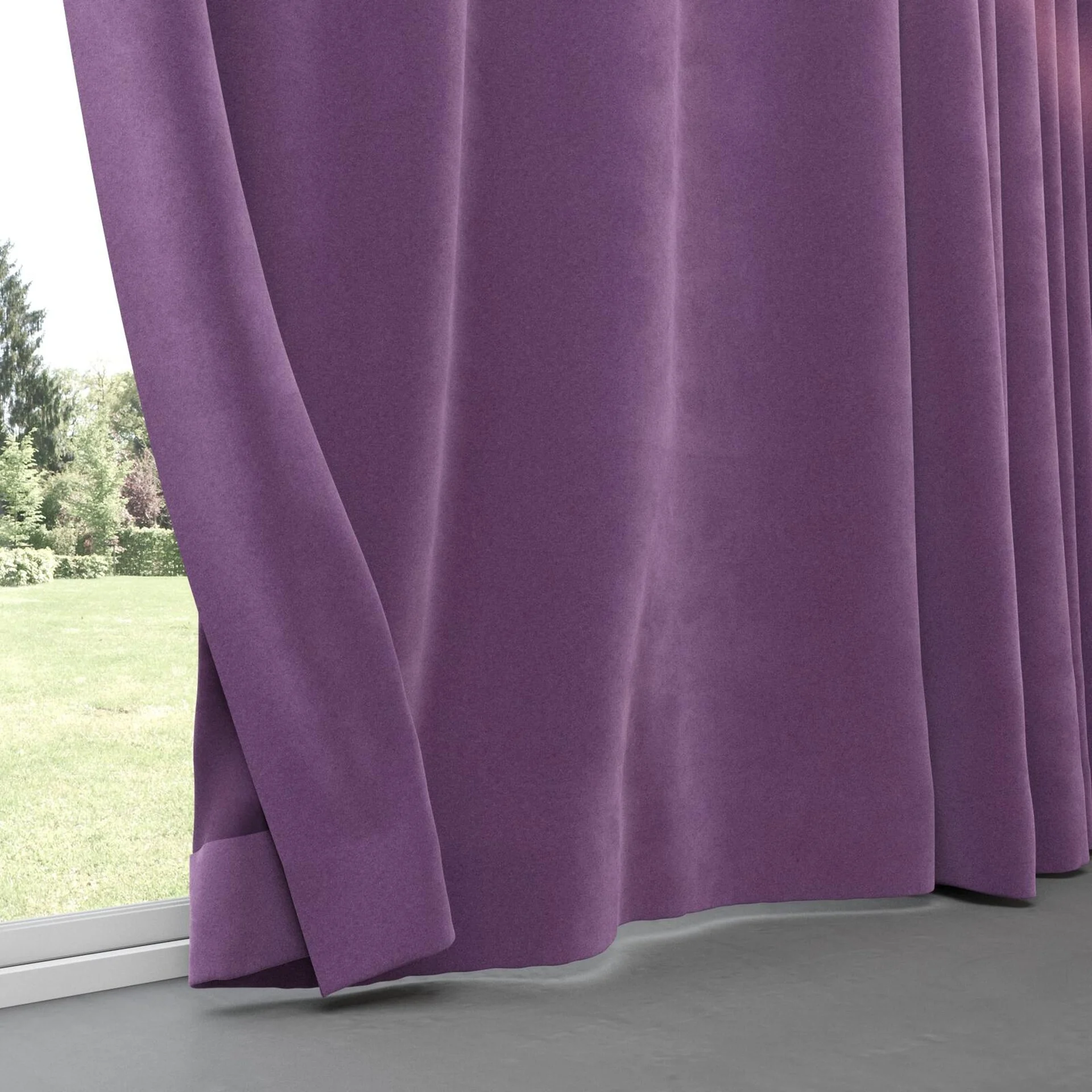 Bottom view of Moon Plum, pinch pleat
