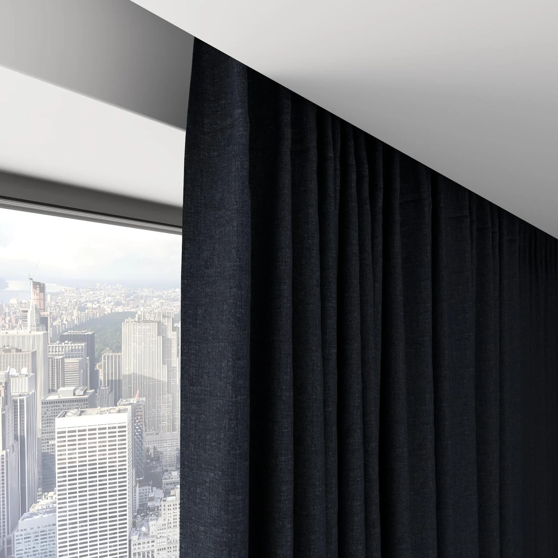 Top view of Coverlet Night, on hidden rail