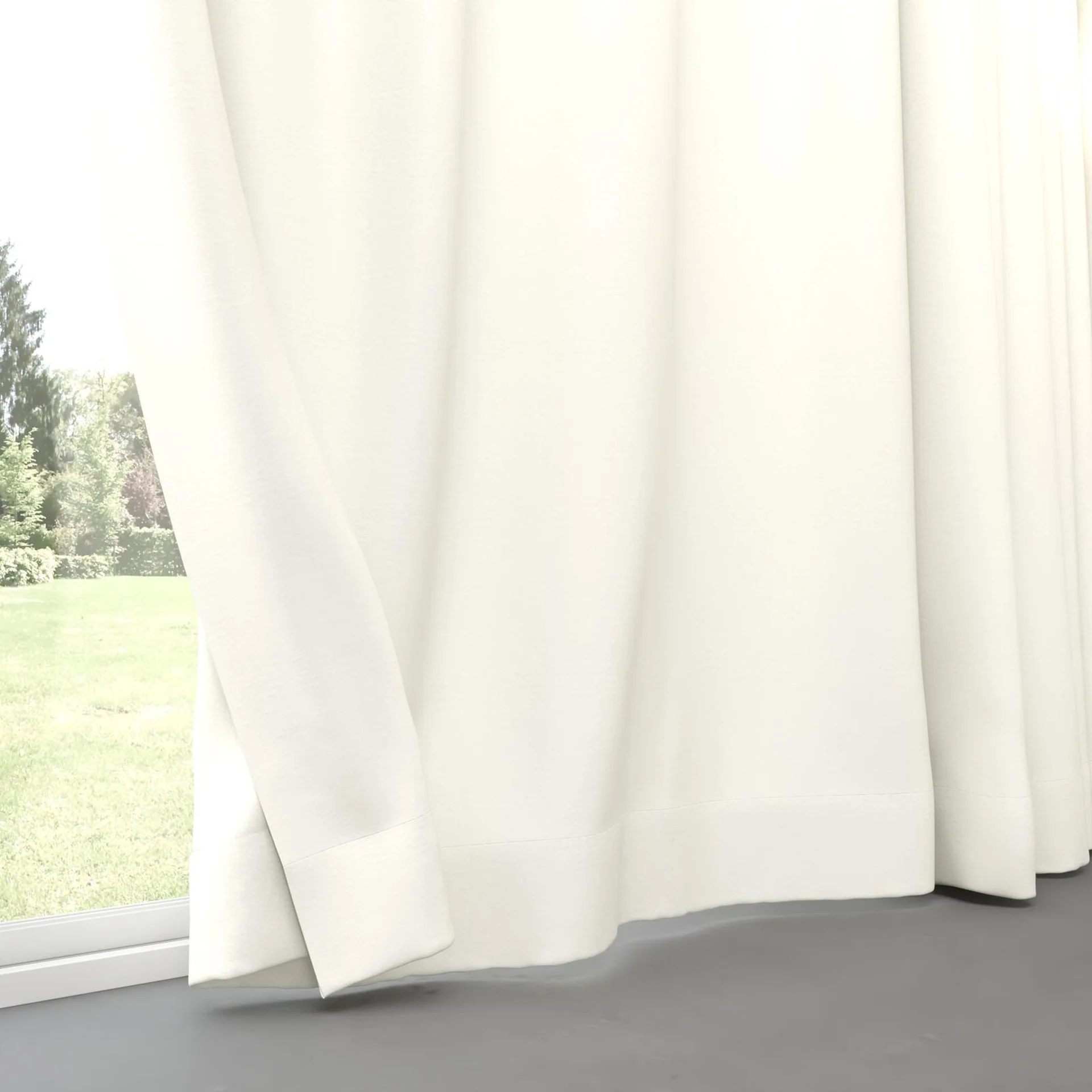 Bottom view of Brugge Ivory, pinch pleat