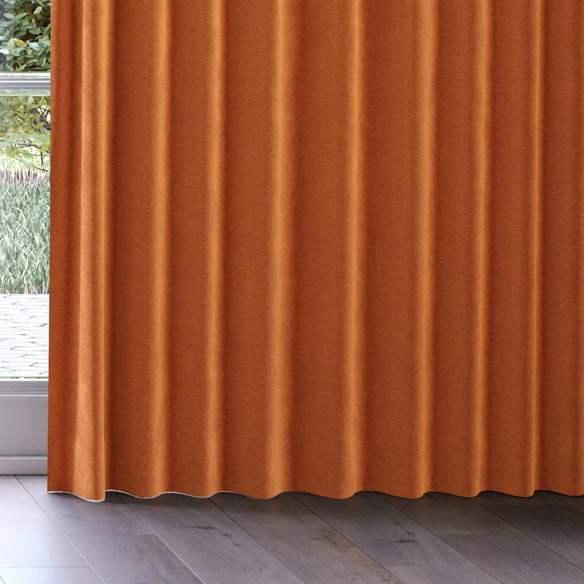 Bottom view of Geneva Pumpkin, on curtain rail