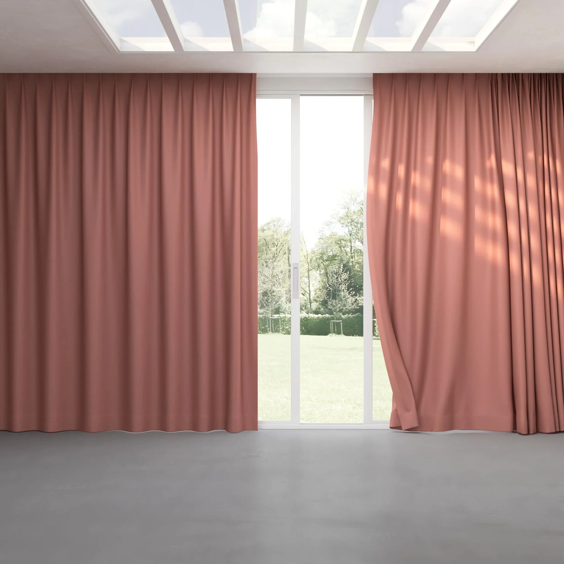Full view of Eternal Guava, pinch pleat