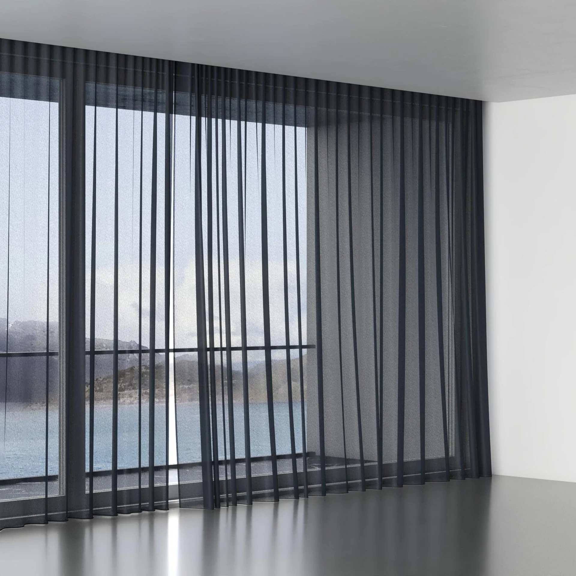 Full view of Malaga Onyx, wave pleat