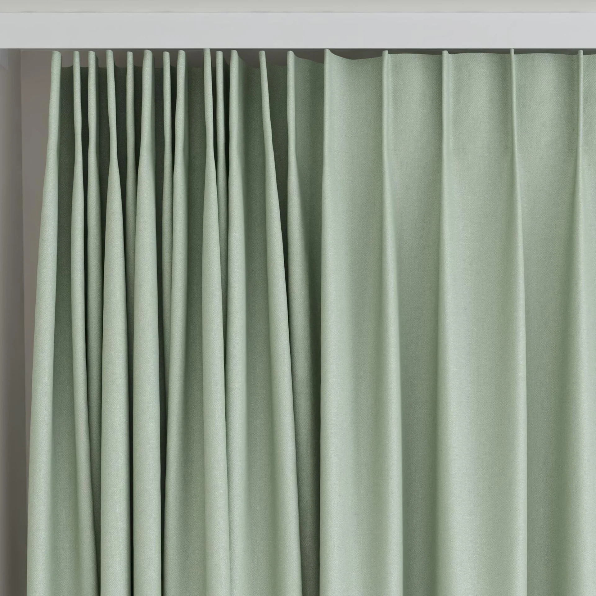 Top view of Brugge Mint, on curtain rail