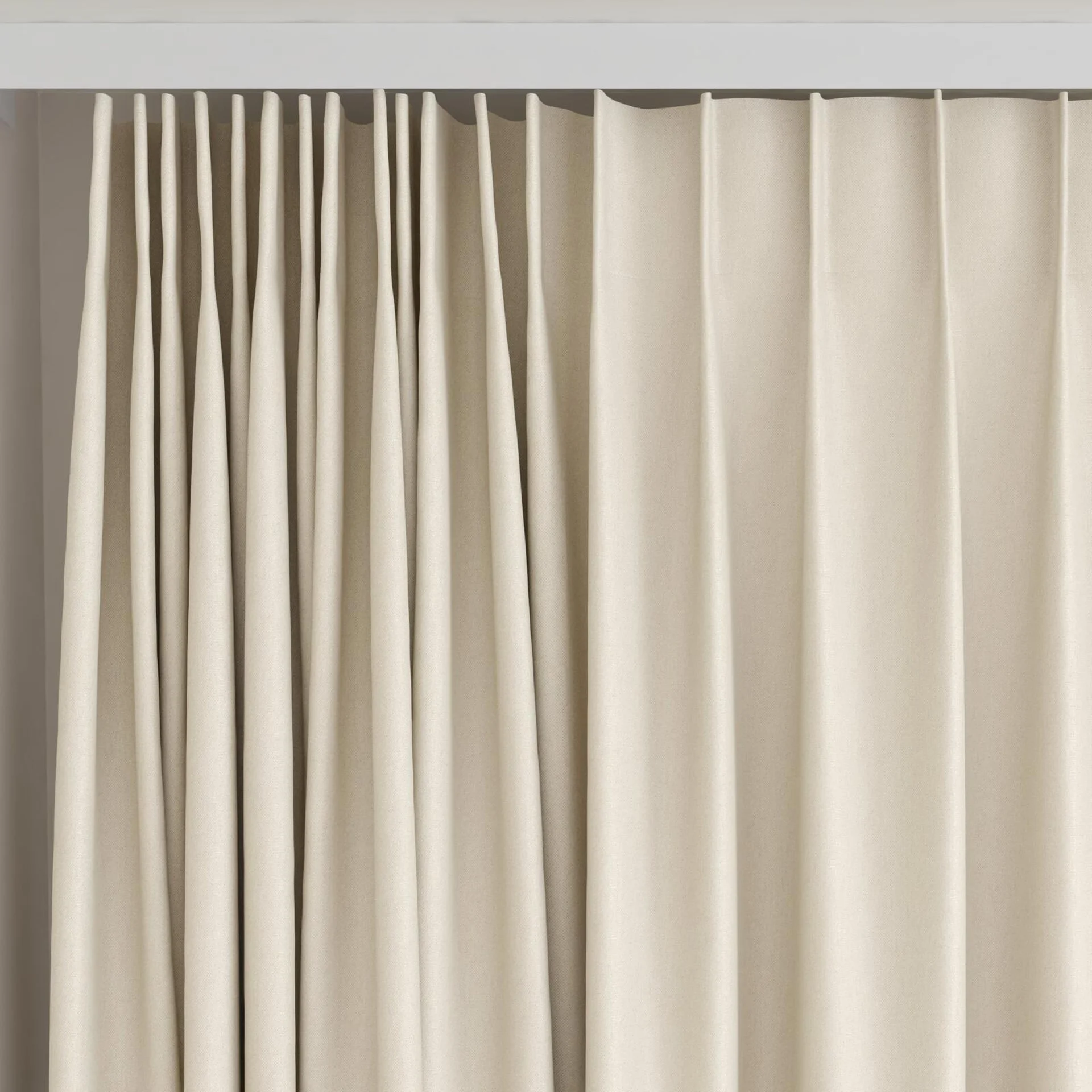 Top view of Woolskin Flax, on curtain rail
