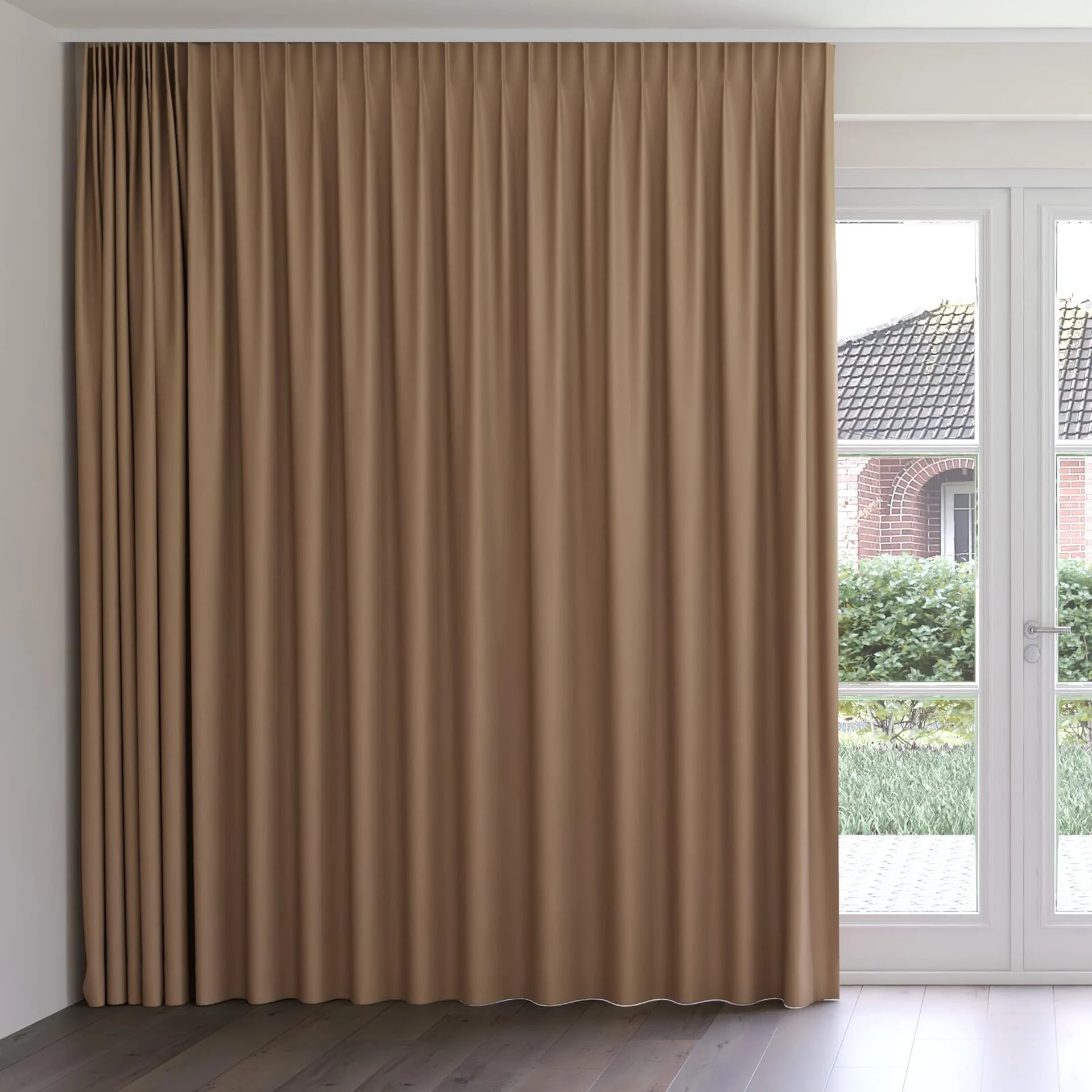 Front view of Ultra Dim Chipmunk, on curtain rail
