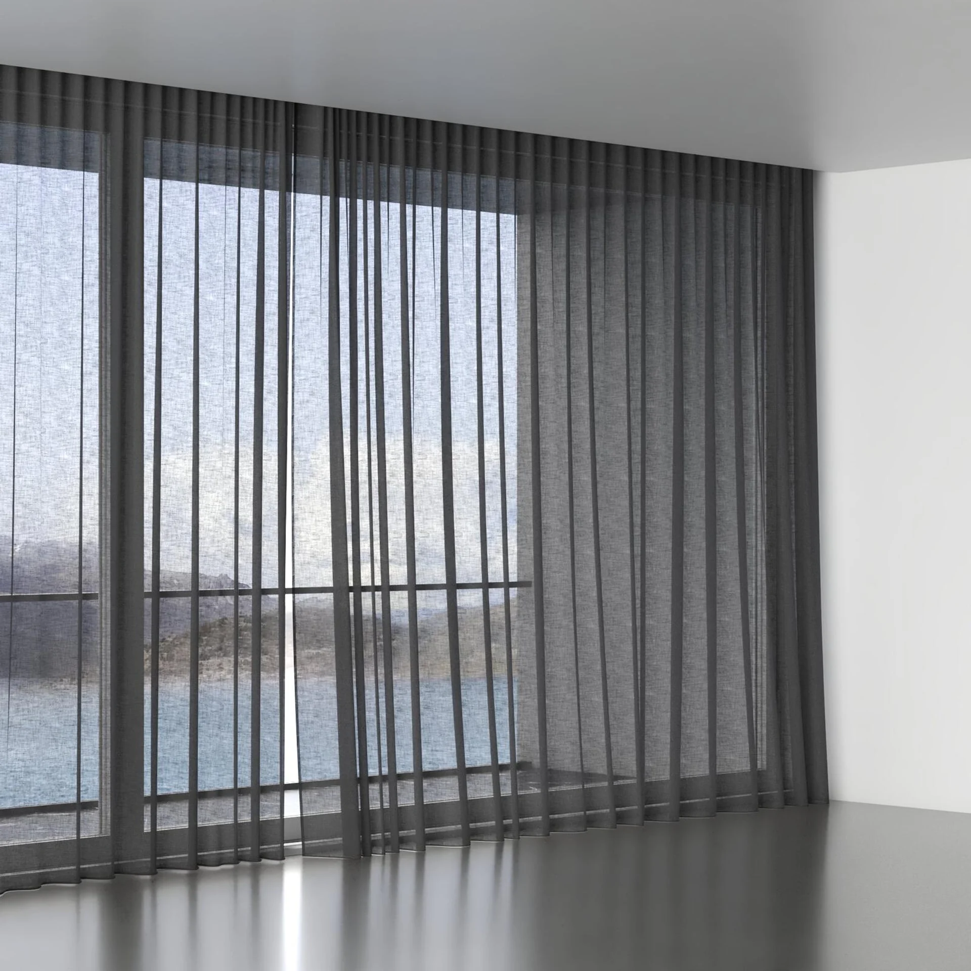 Full view of Cirrus Charcoal, wave pleat