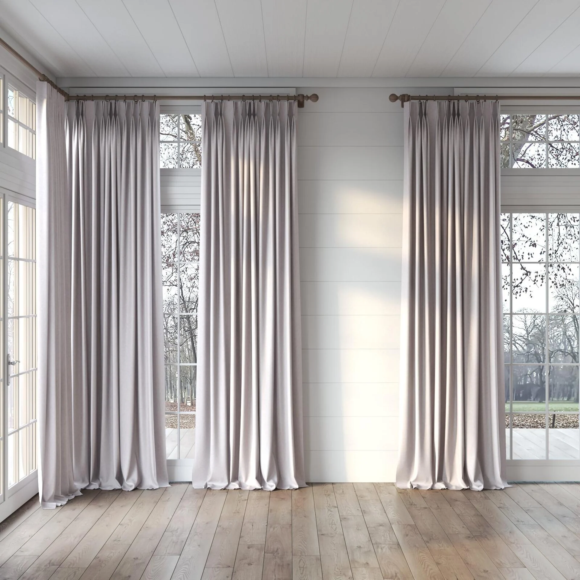 Full view of Hometown Quartz, puddled, on curtain rod