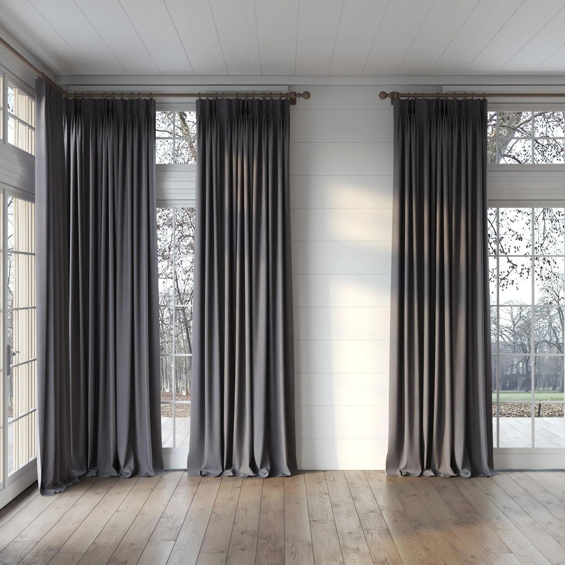 Full view of Northstar Dust, puddled, on curtain rod