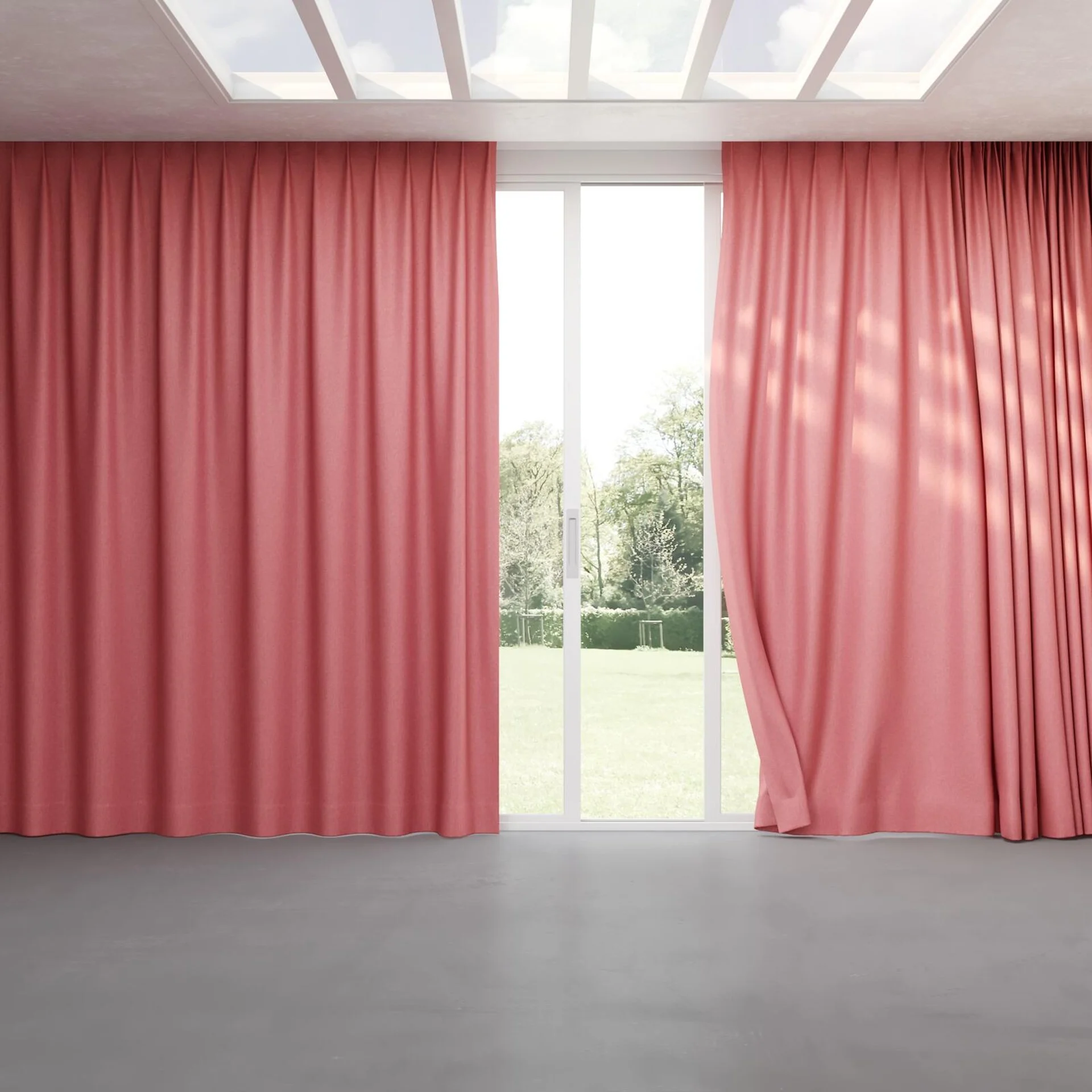 Full view of Hometown Strawberry, pinch pleat