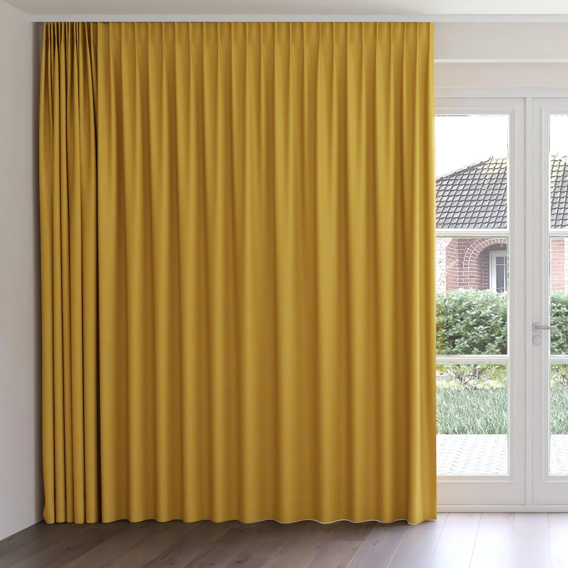 Front view of Jaborine Gold, on curtain rail