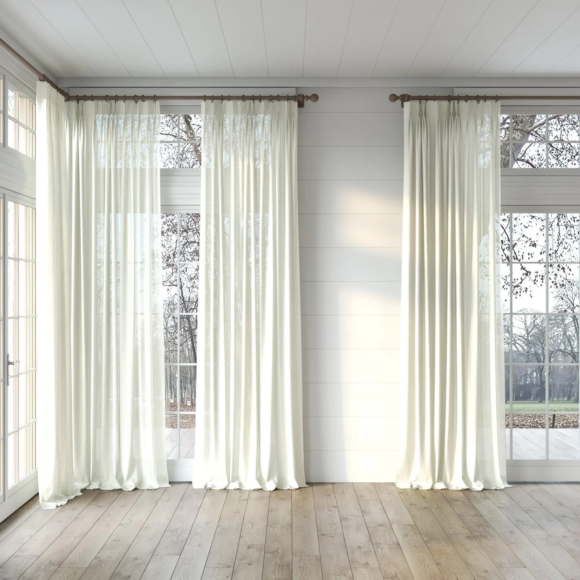 Full view of Appreciate Crushed Linen, puddled, on curtain rod