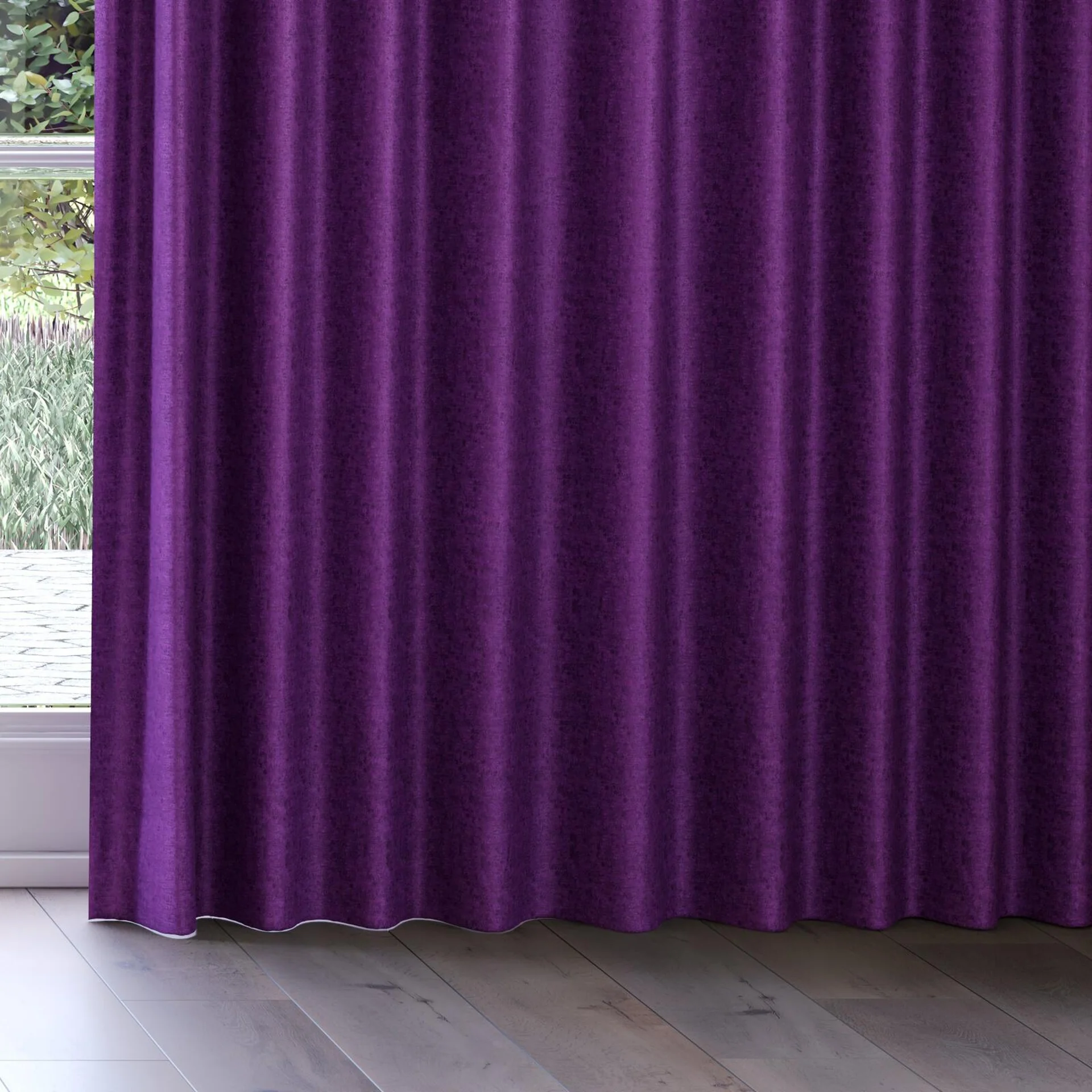 Bottom view of Hug Violet, on curtain rail