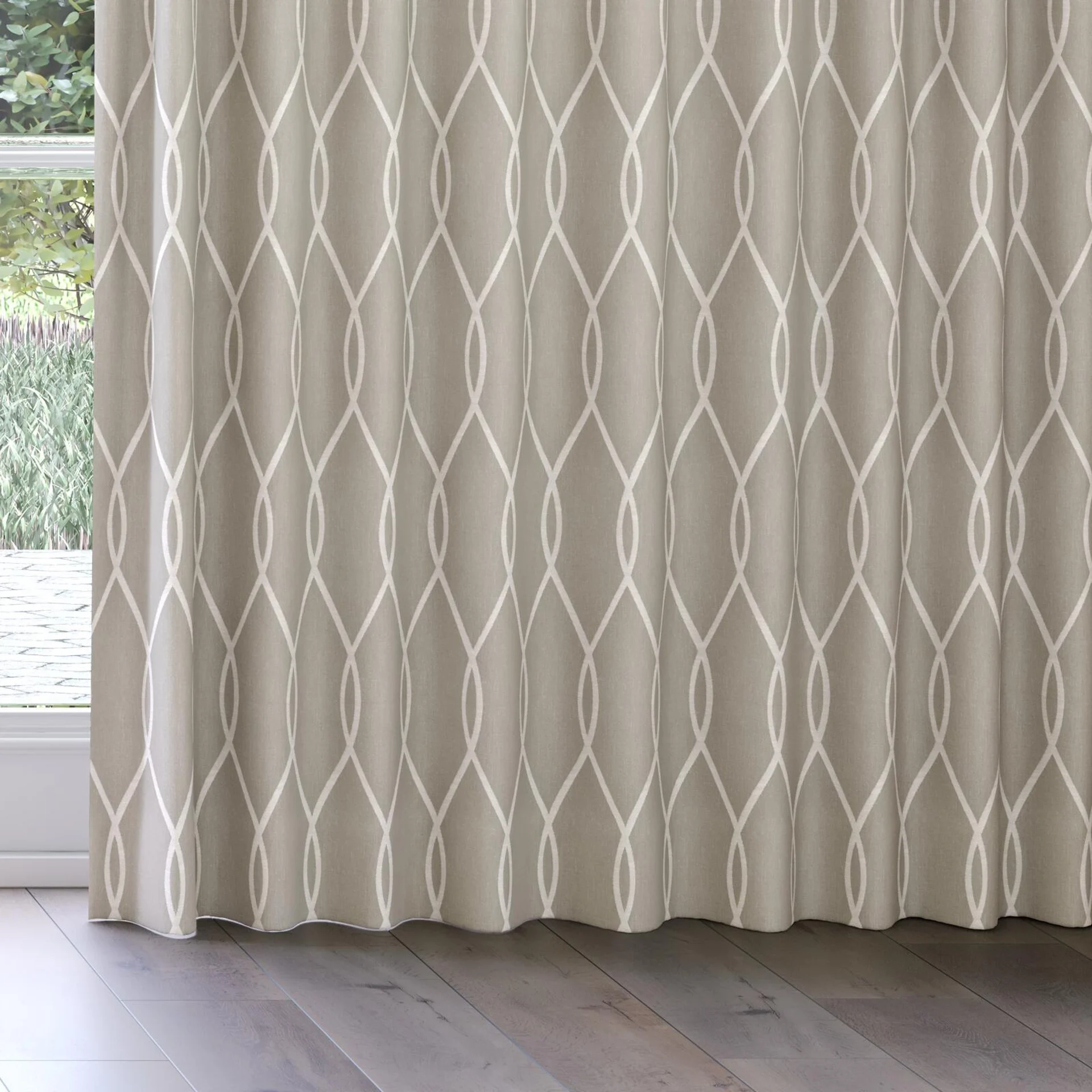 Bottom view of Latimer Cobblestone, on curtain rail