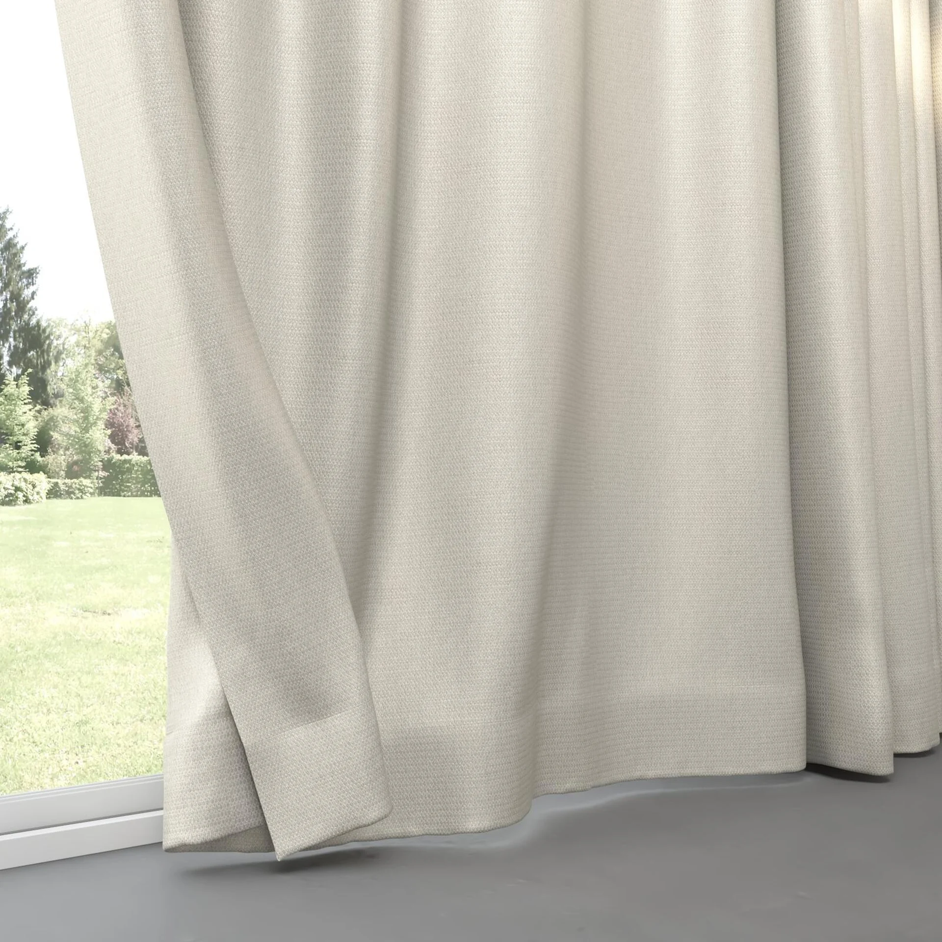 Bottom view of Kennedy II Blackout Ecru, pinch pleat