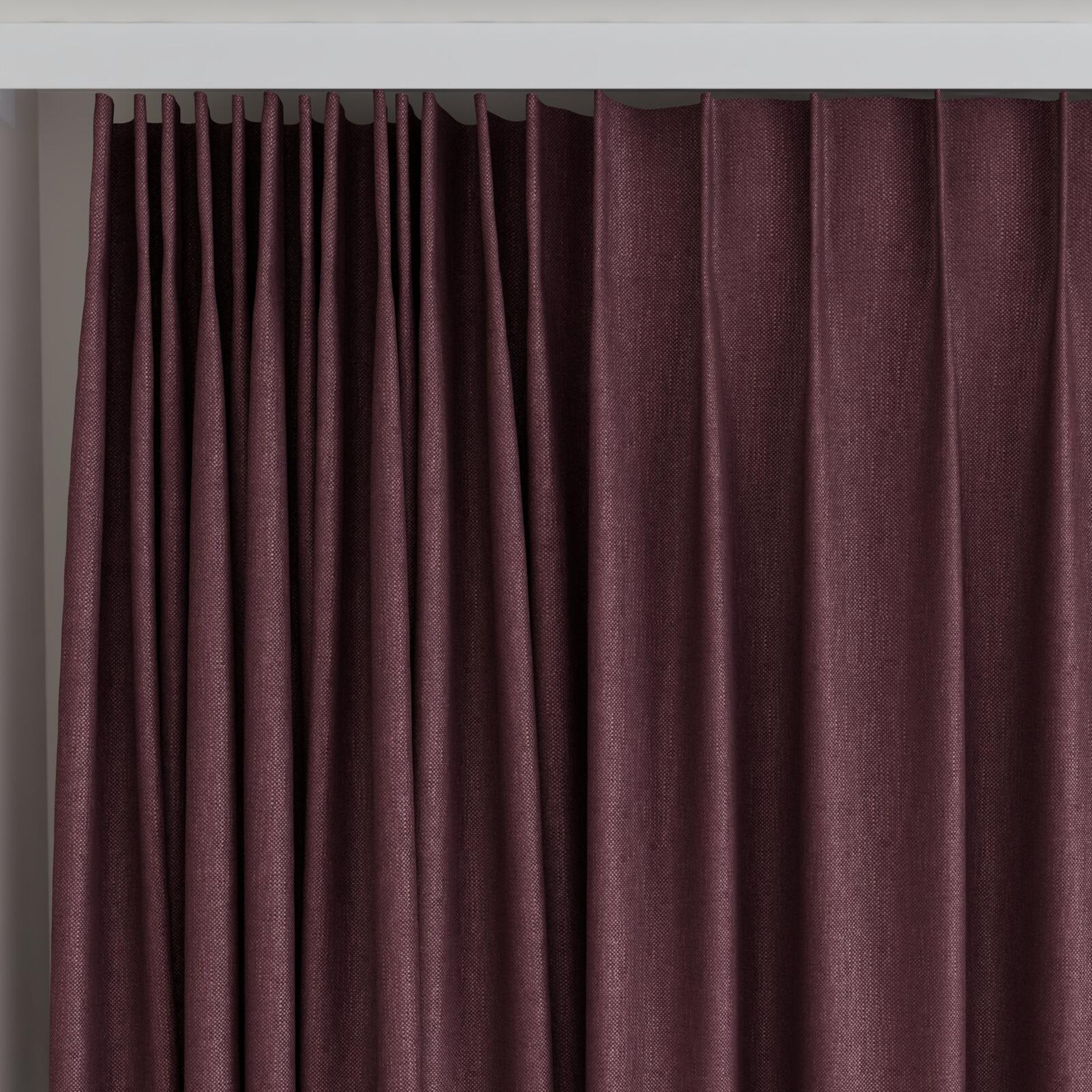 Top view of Bronco Aubergine, on curtain rail