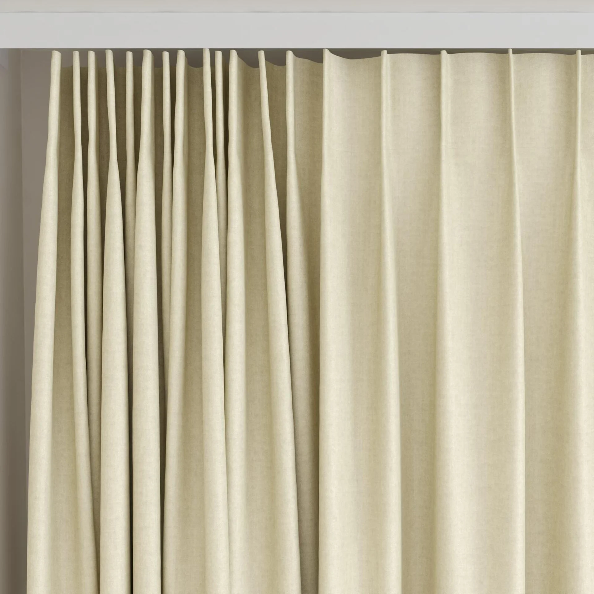 Top view of Cushy Sand, on curtain rail
