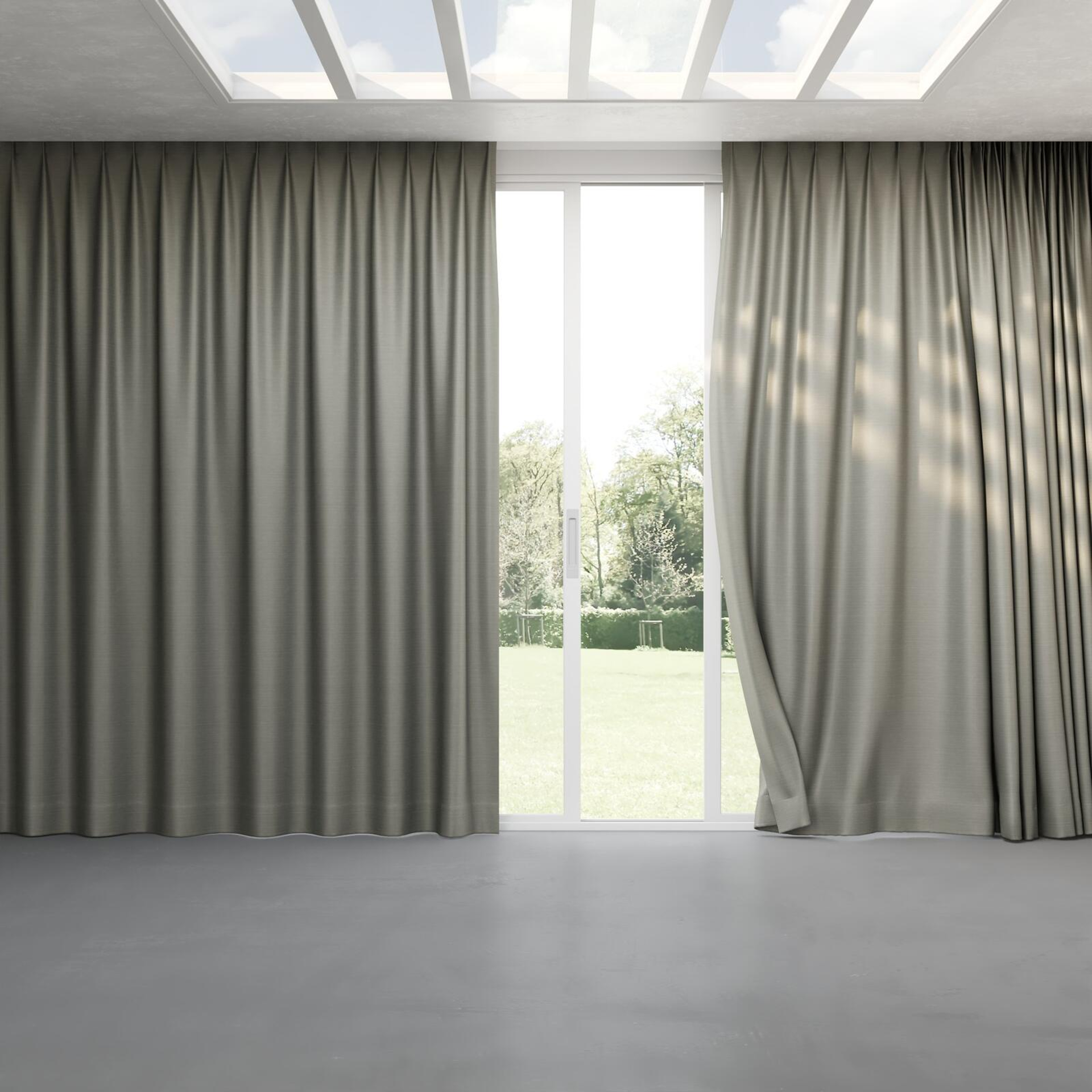 Full view of Silky Carbon, pinch pleat