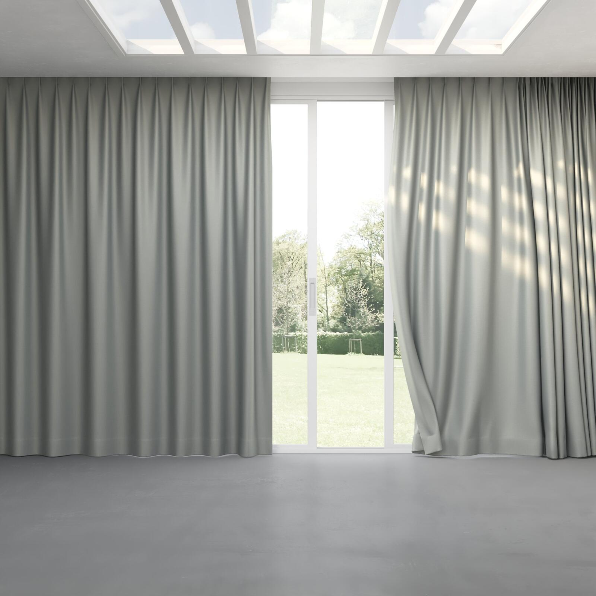Full view of Stallion 2 Blackout Pumice, pinch pleat