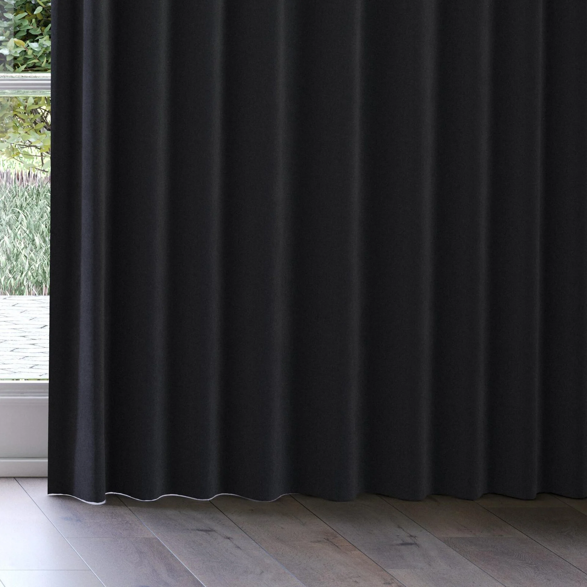 Bottom view of Moon Onyx, on curtain rail