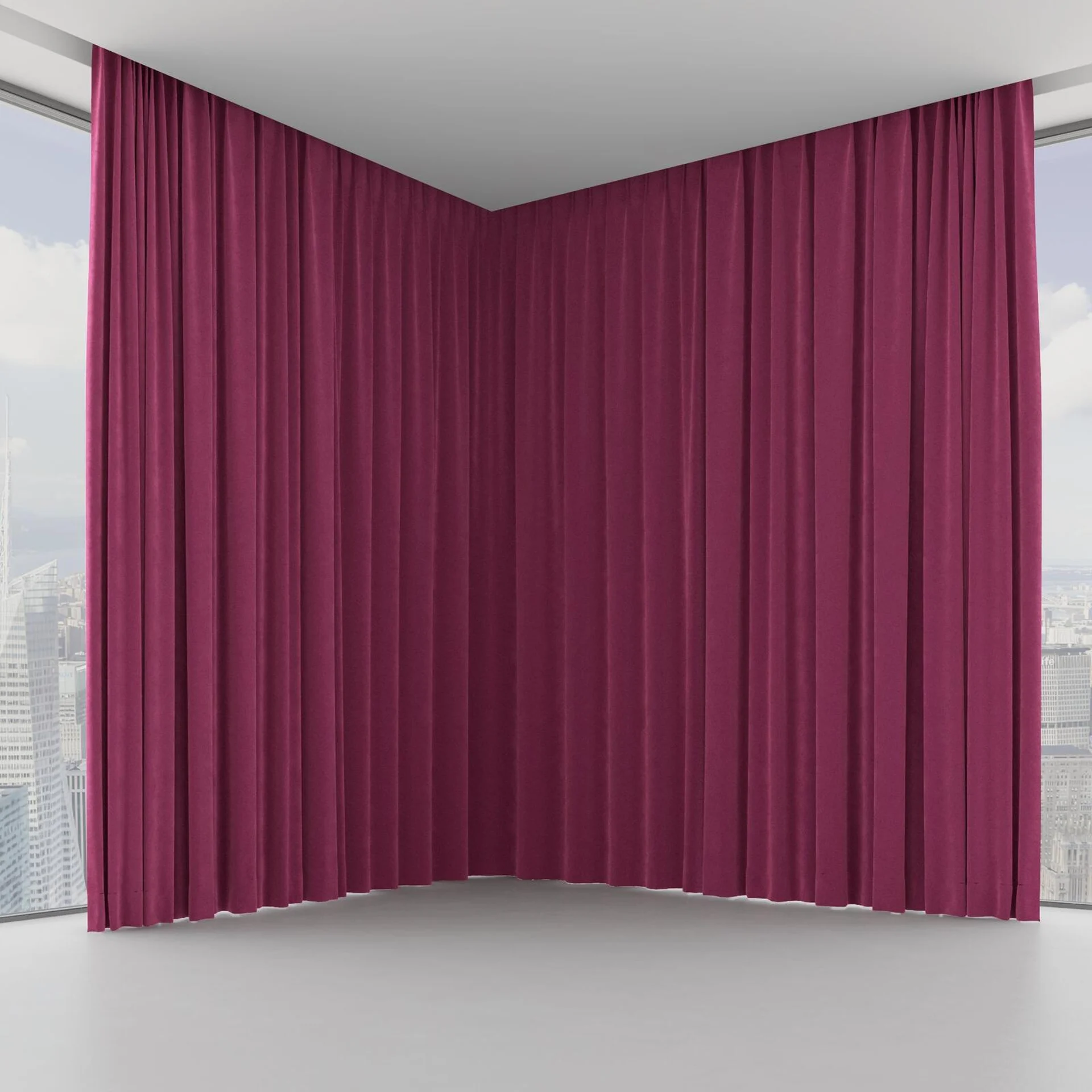 Front view of Lux Velvet Bordeaux 8603, on hidden rail