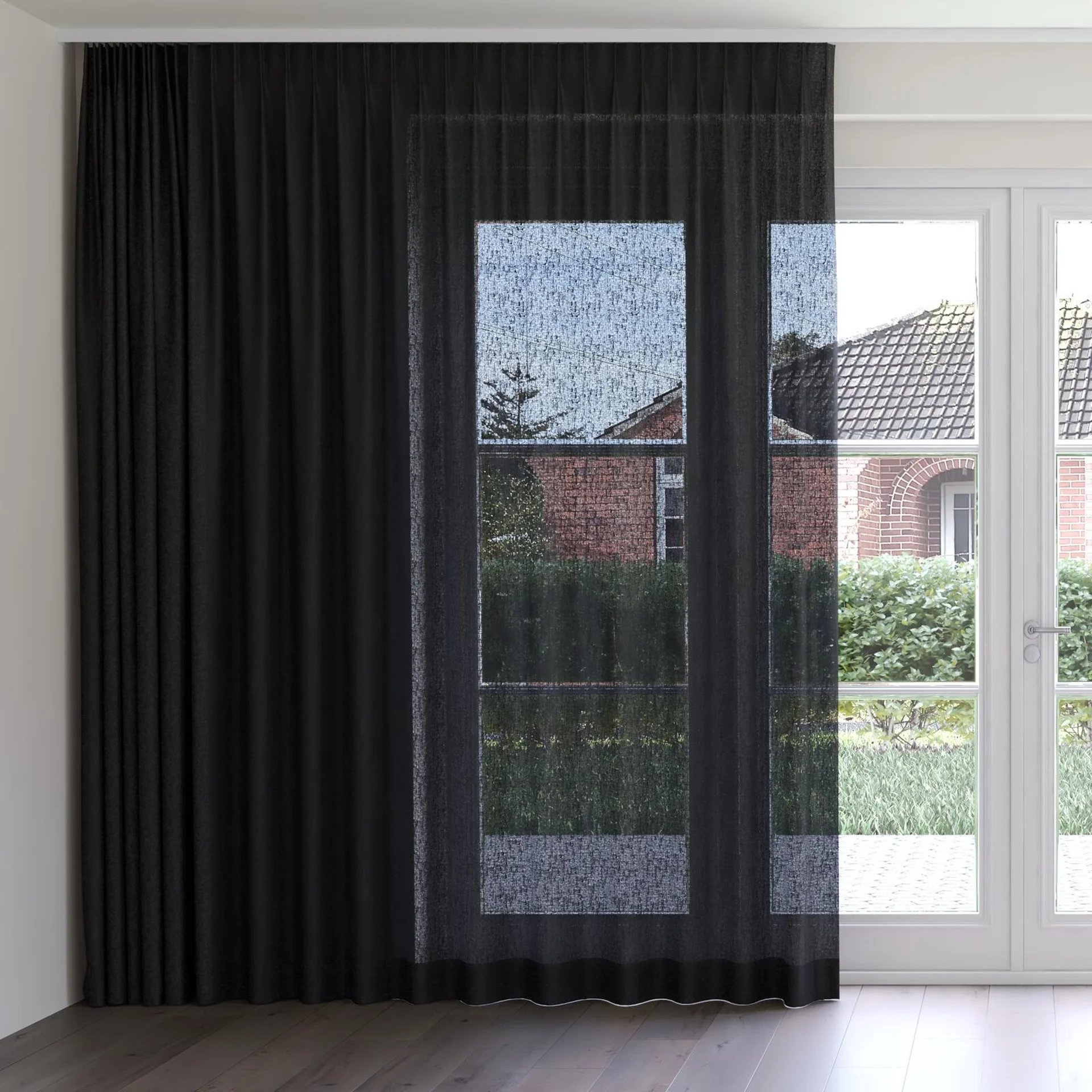 Front view of Element Onyx, on curtain rail