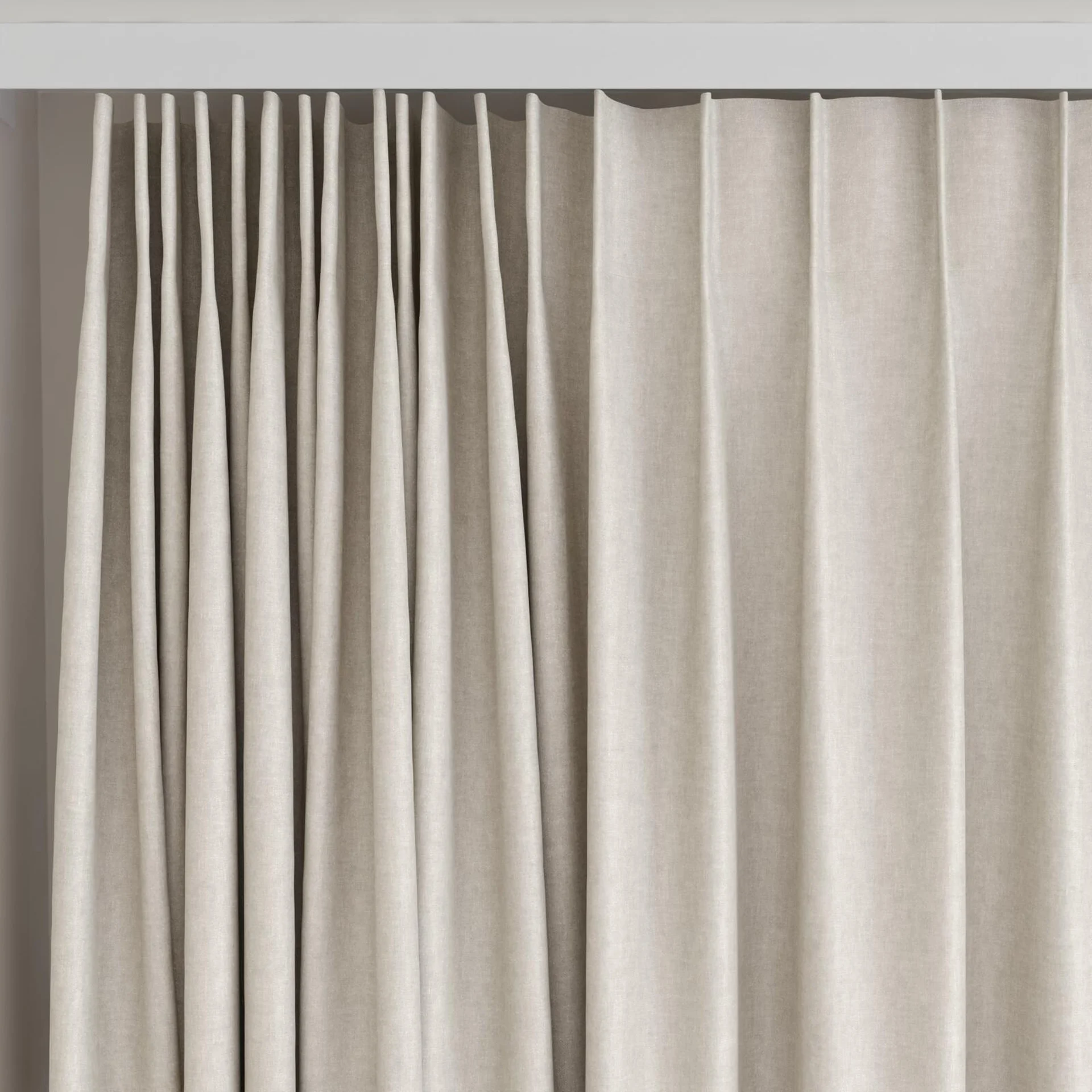 Top view of Hometown Flax, on curtain rail